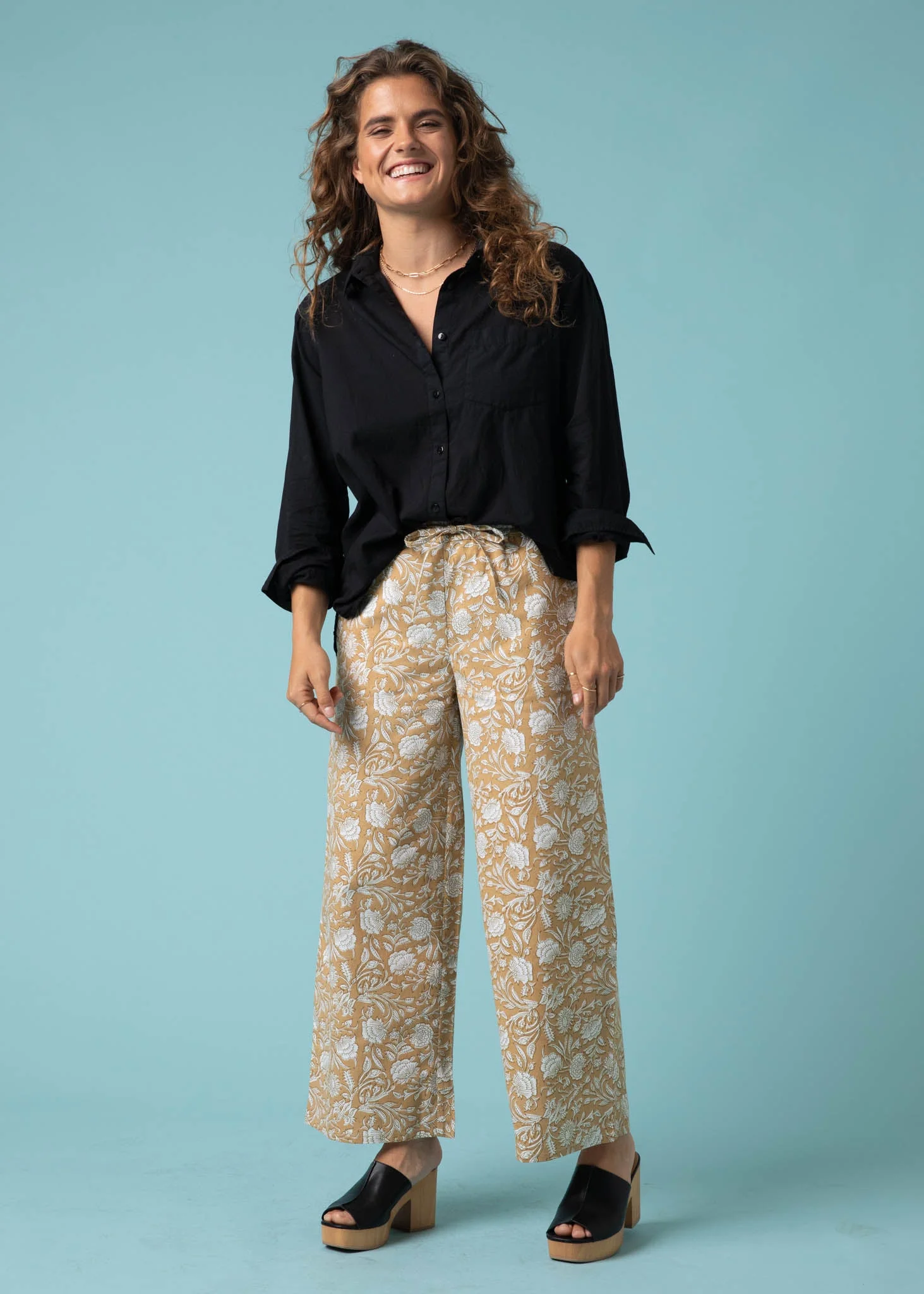 Shore Pant - Floral Escape in Baked Clay & Olive Oil - Image 2