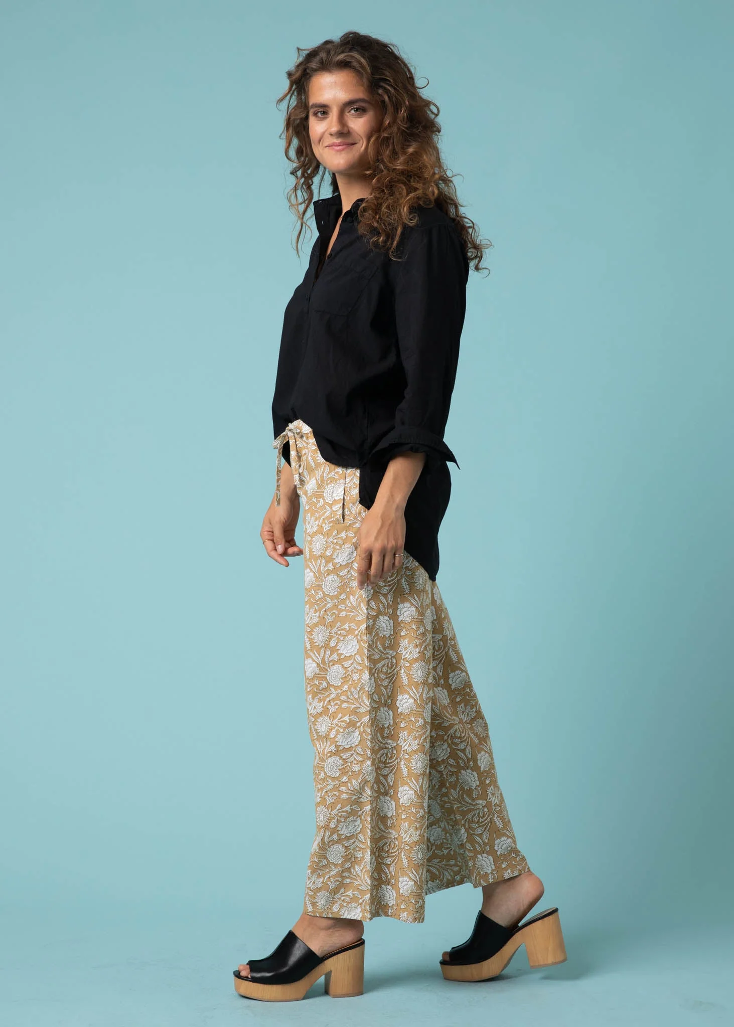 Shore Pant - Floral Escape in Baked Clay & Olive Oil - Image 4