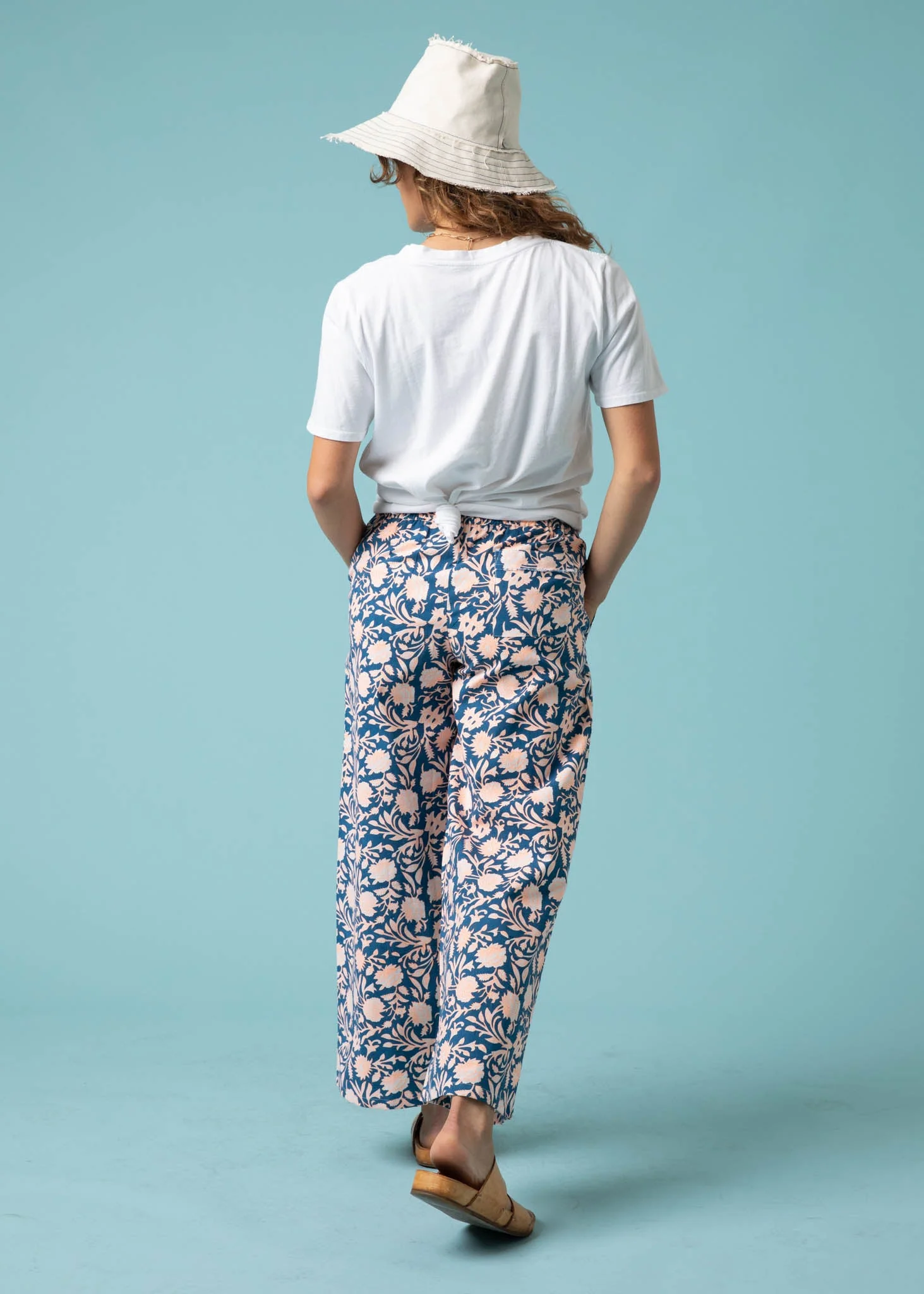 Shore Pant - Floral Escape in True Navy & Neon Peach - Image 7