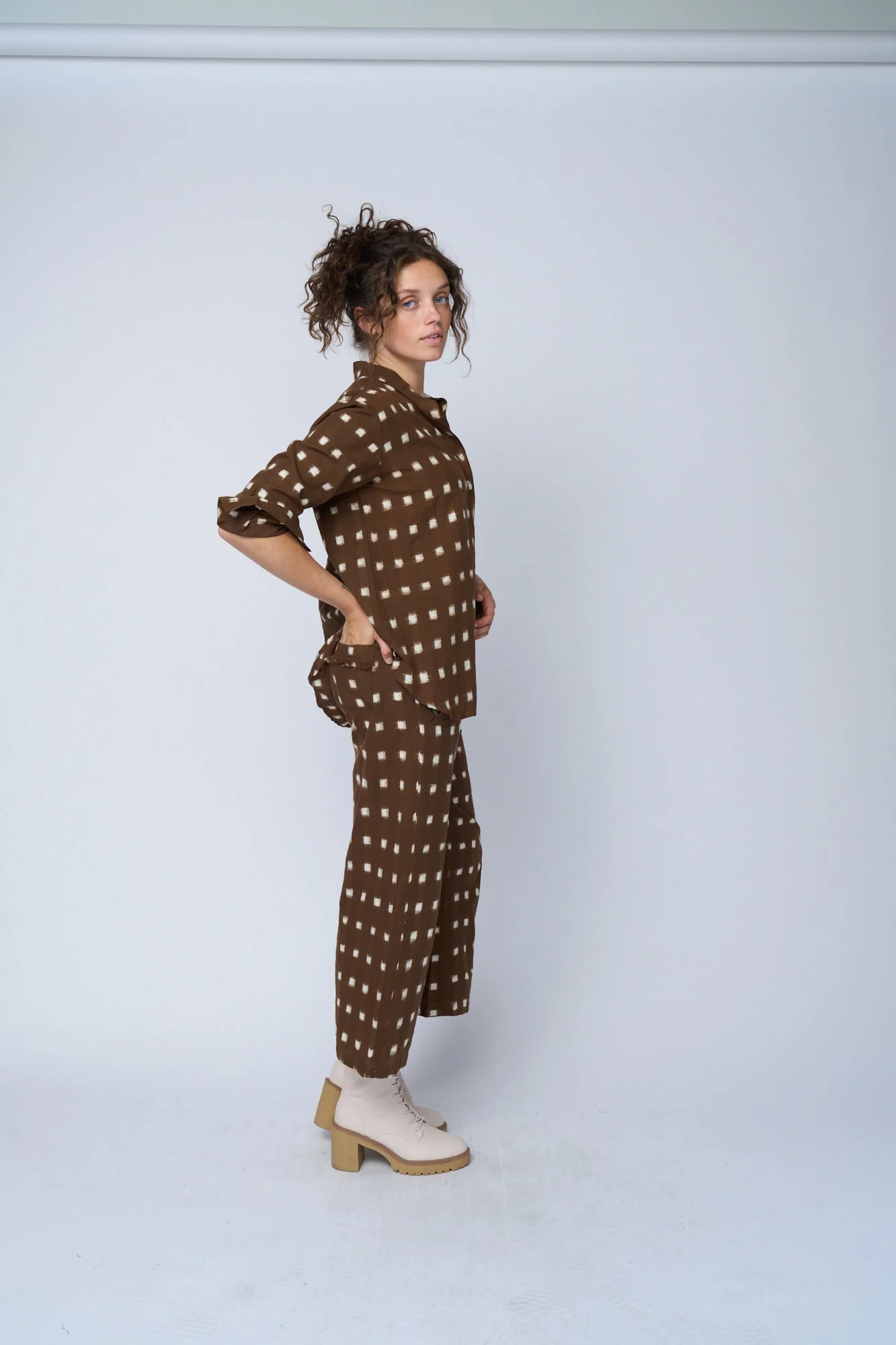 Shore Pant - Ikat Squares Mocha - Image 2