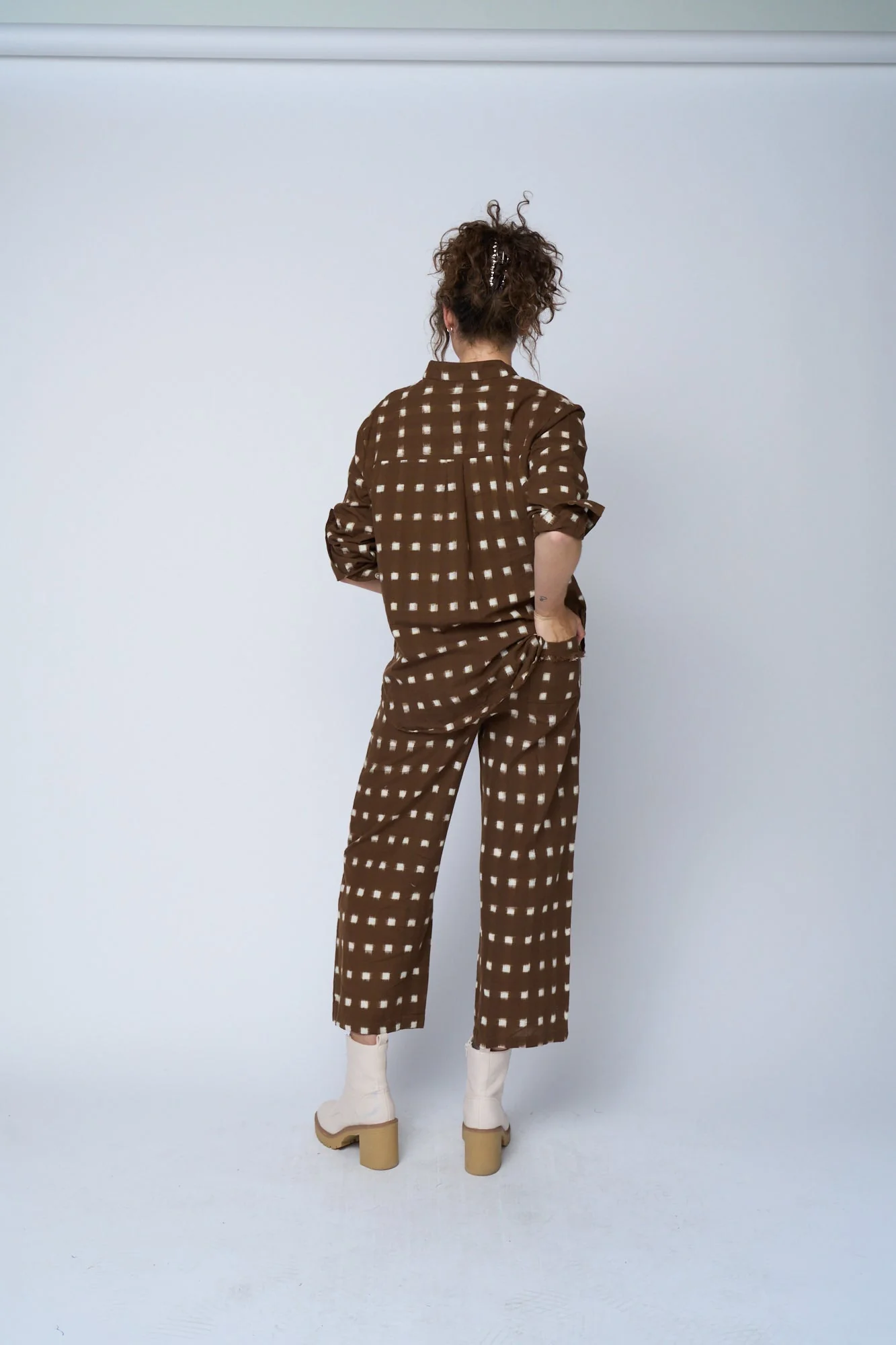 Shore Pant - Ikat Squares Mocha - Image 3