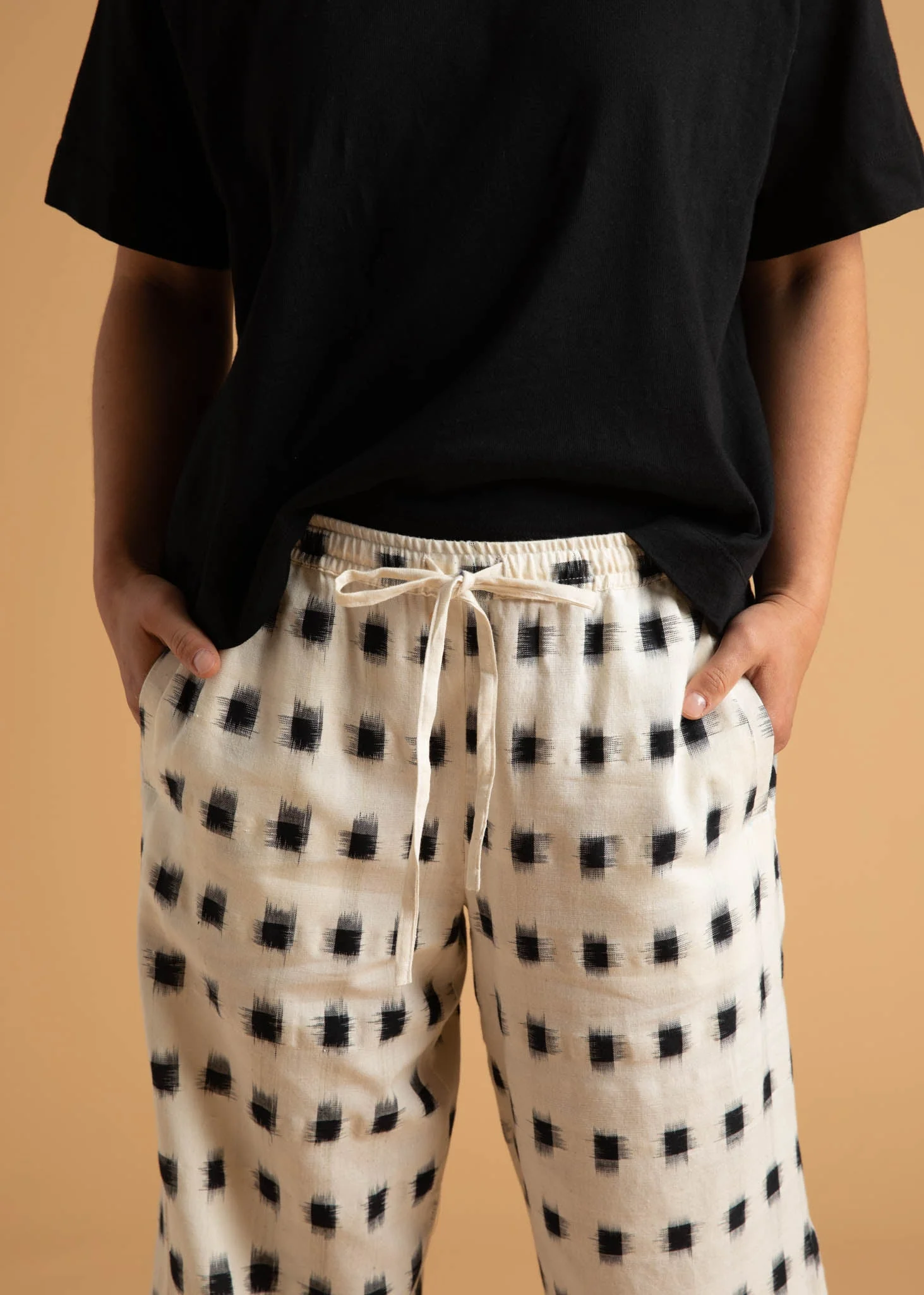 Shore Pant - Ikat Squares Natural Black - Image 3