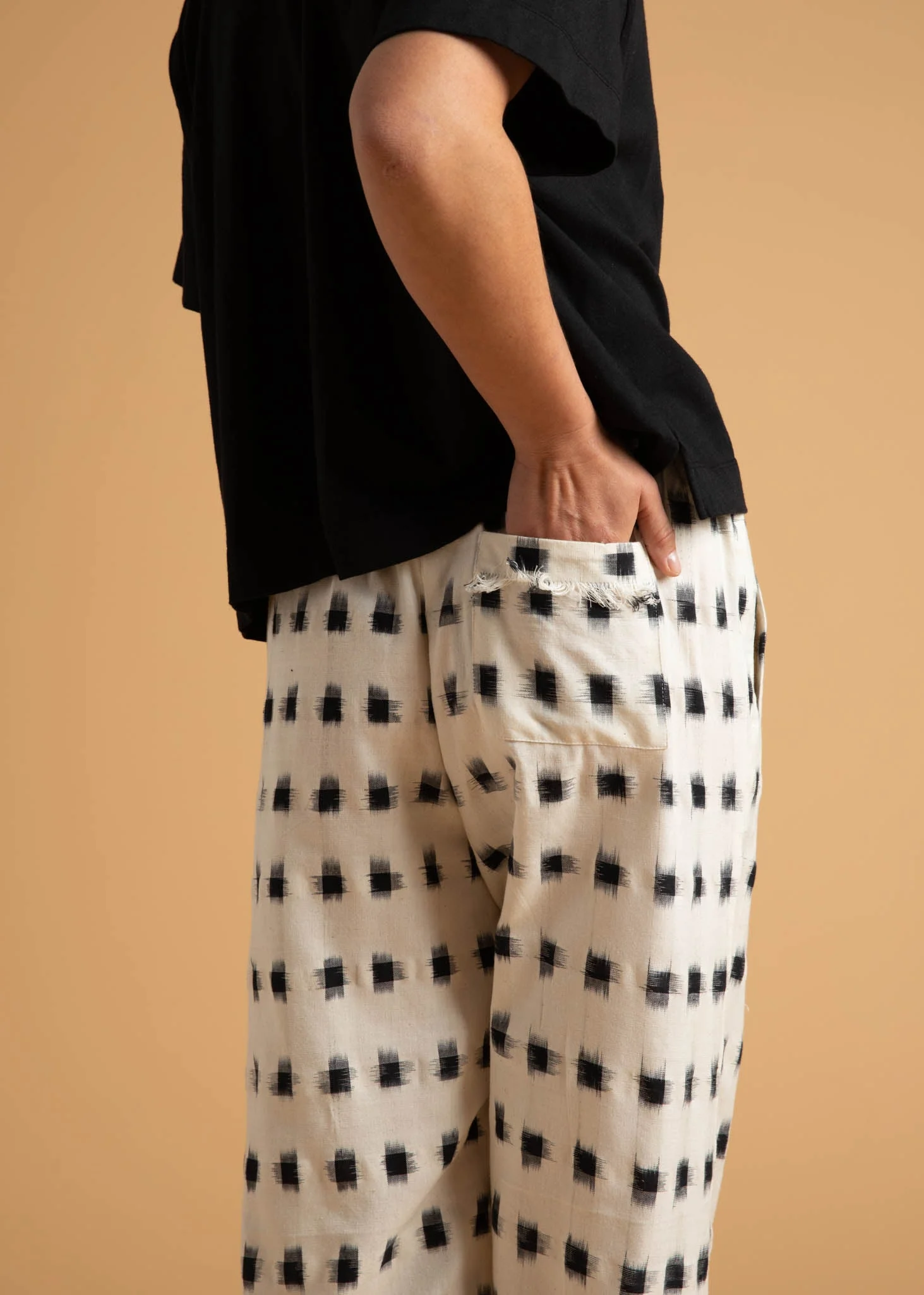 Shore Pant - Ikat Squares Natural Black - Image 5