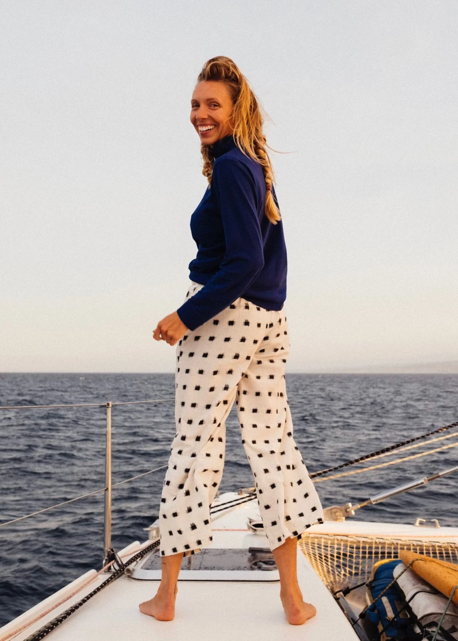 Shore Pant - Ikat Squares Natural Black - Image 6