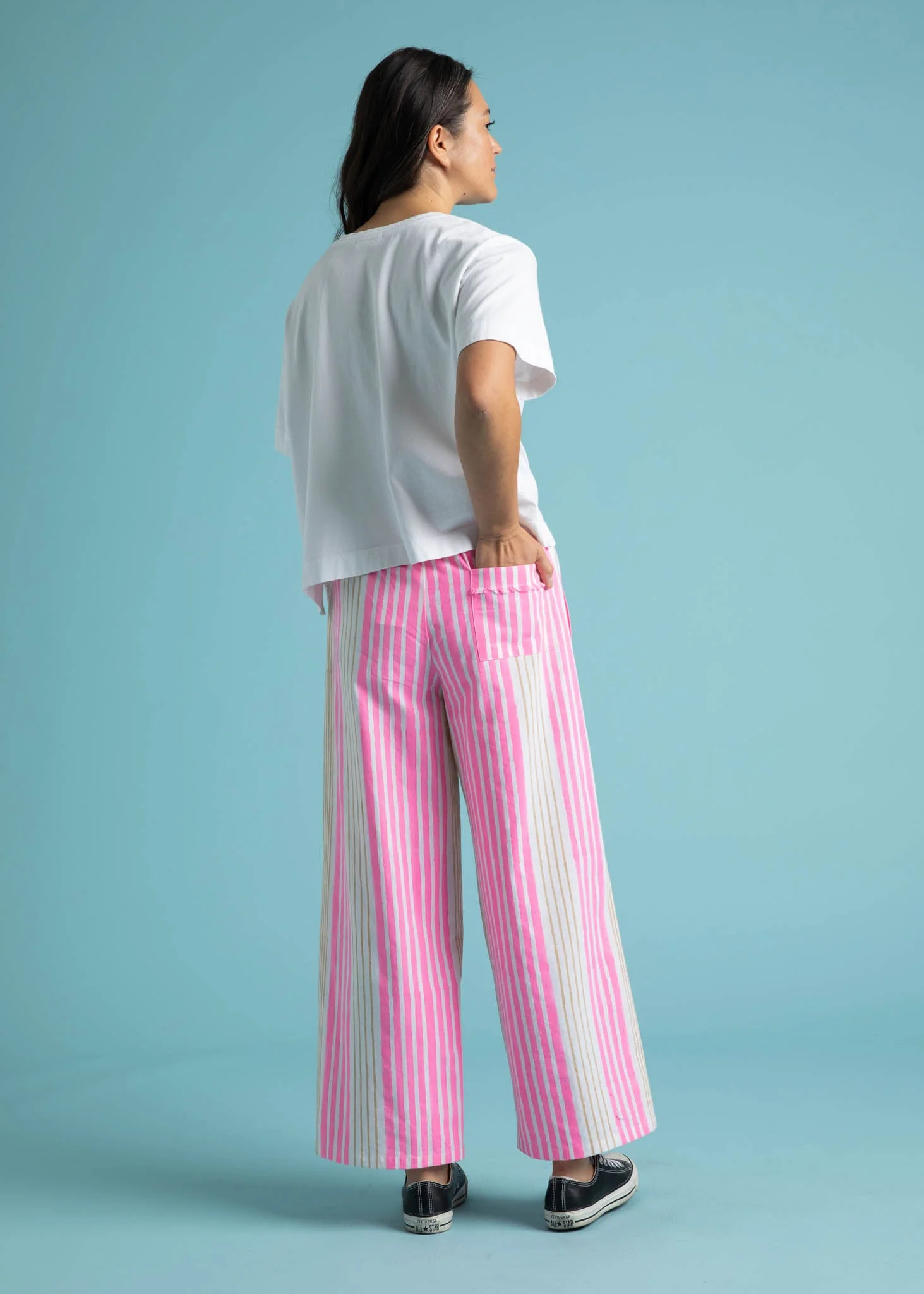 Shore Pant - Mixed Up Stripe - Baked Clay & Neon Pink - Image 5