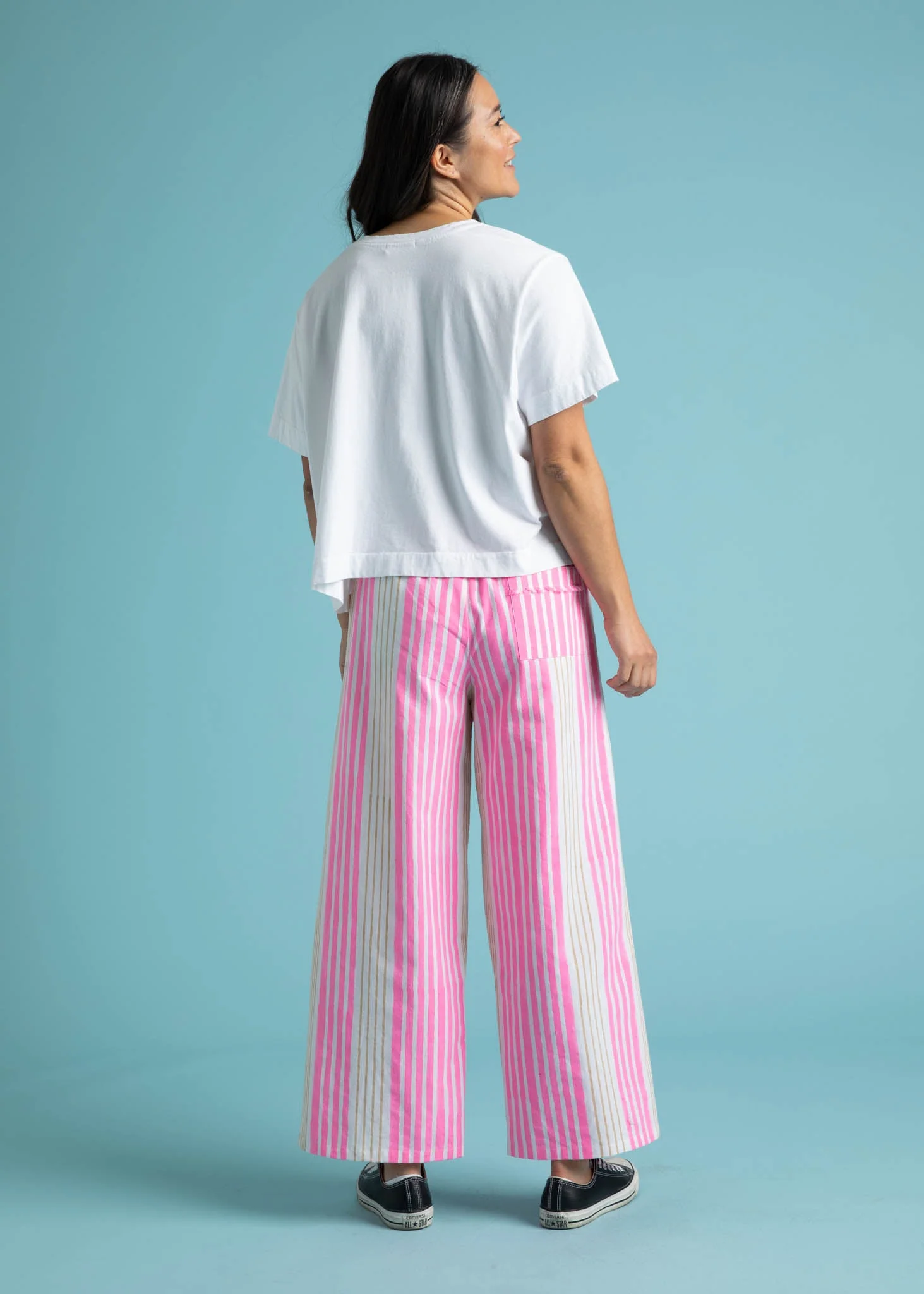 Shore Pant - Mixed Up Stripe - Baked Clay & Neon Pink - Image 6