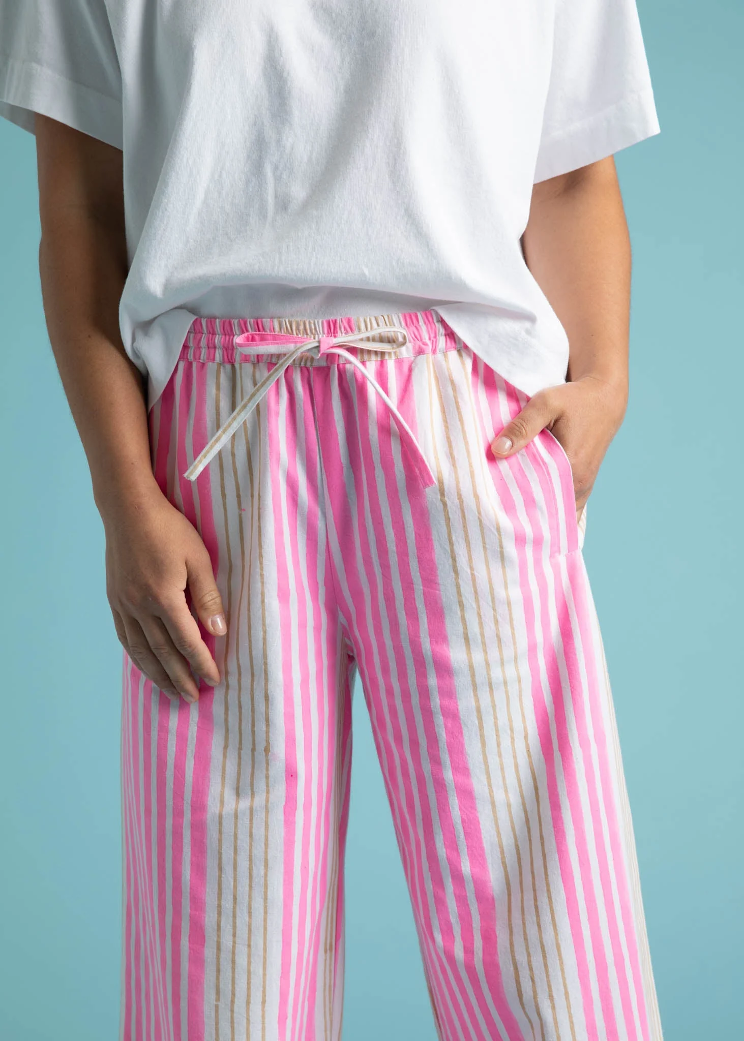 Shore Pant - Mixed Up Stripe - Baked Clay & Neon Pink - Image 7