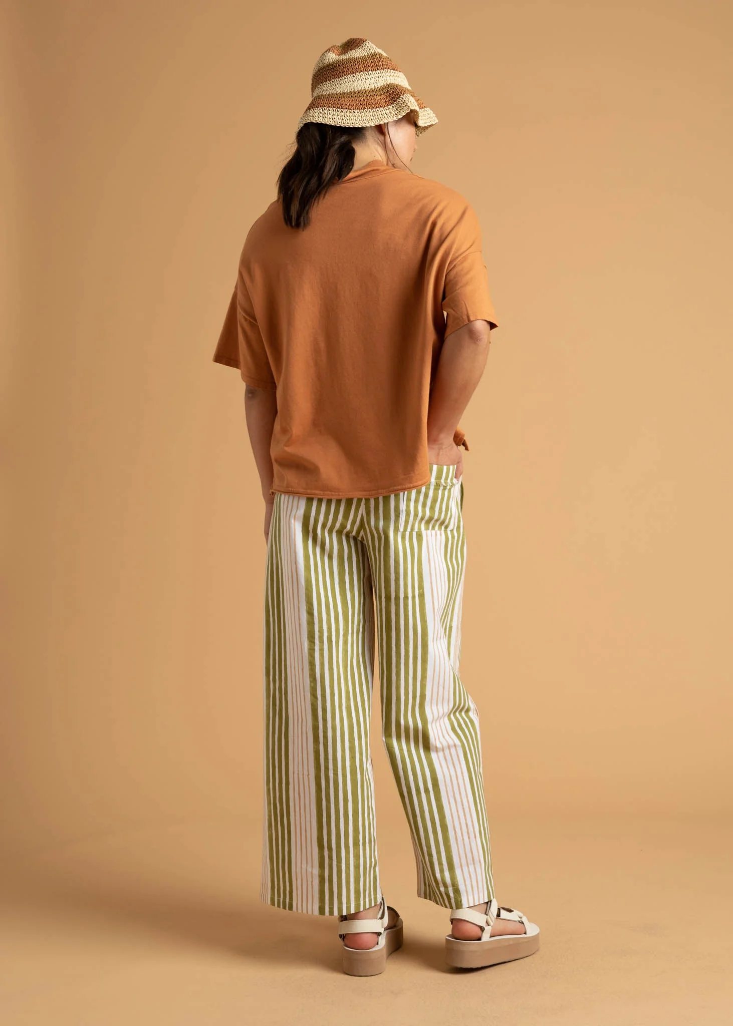 Shore Pant - Mixed Up Stripe Baked Clay & Olive Oil - Image 5