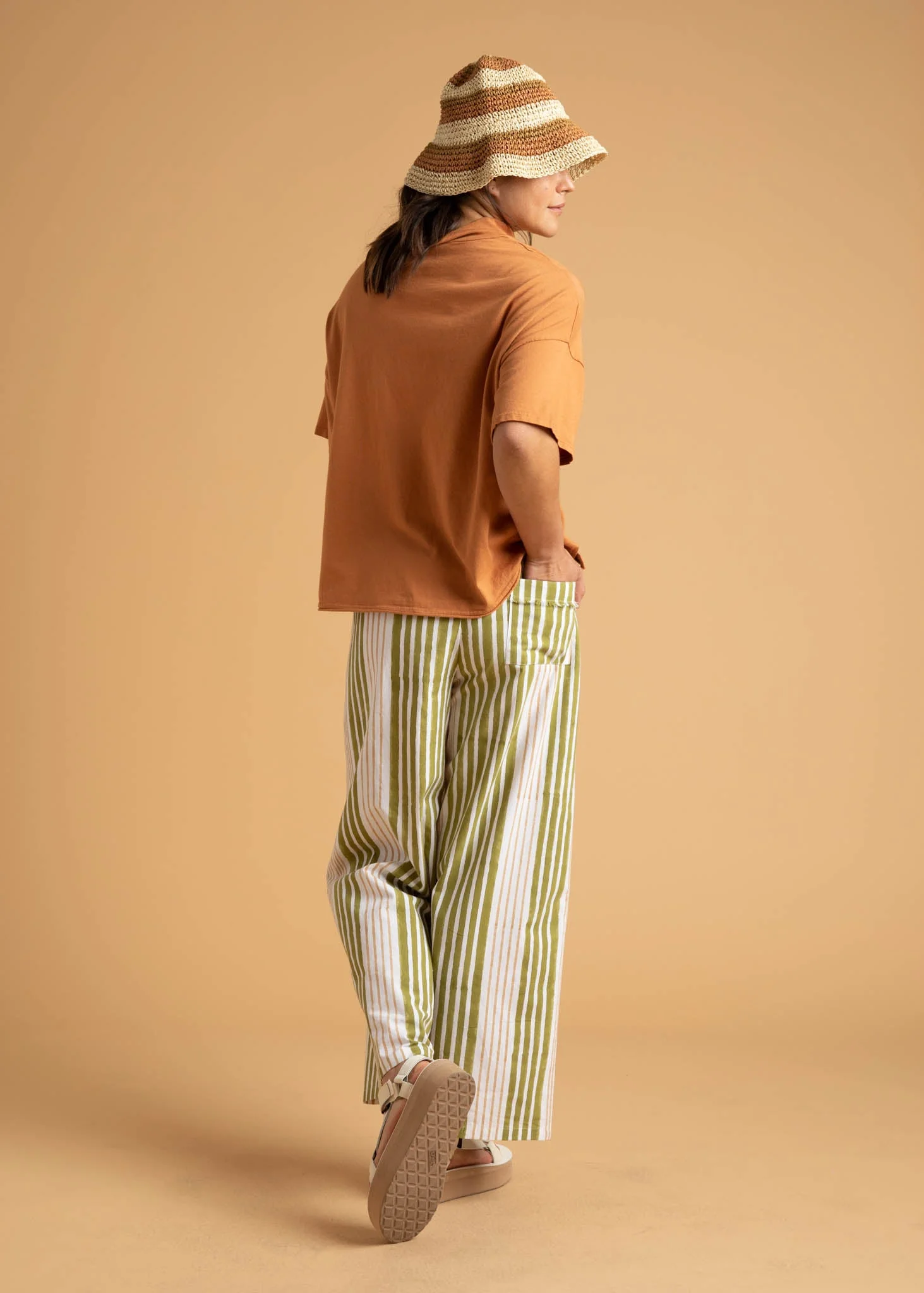 Shore Pant - Mixed Up Stripe Baked Clay & Olive Oil - Image 6