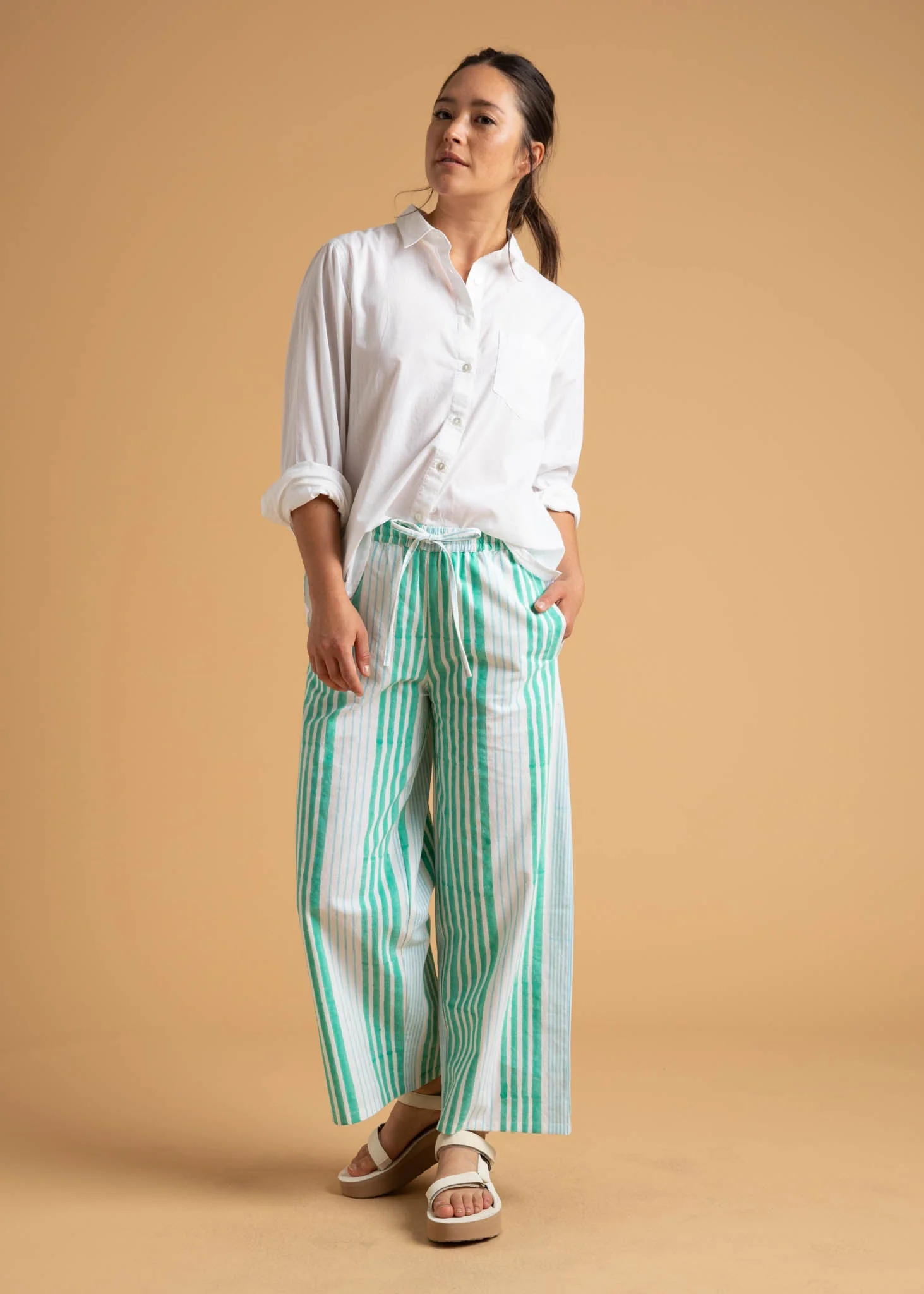 Shore Pant - Mixed Up Stripe - Seaglass & Cerulean - Image 3
