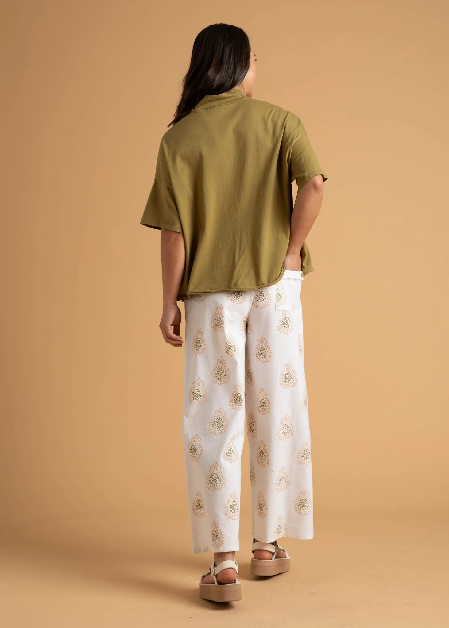 Shore Pant - Totem Paisley Baked Clay & Olive Oil - Image 3