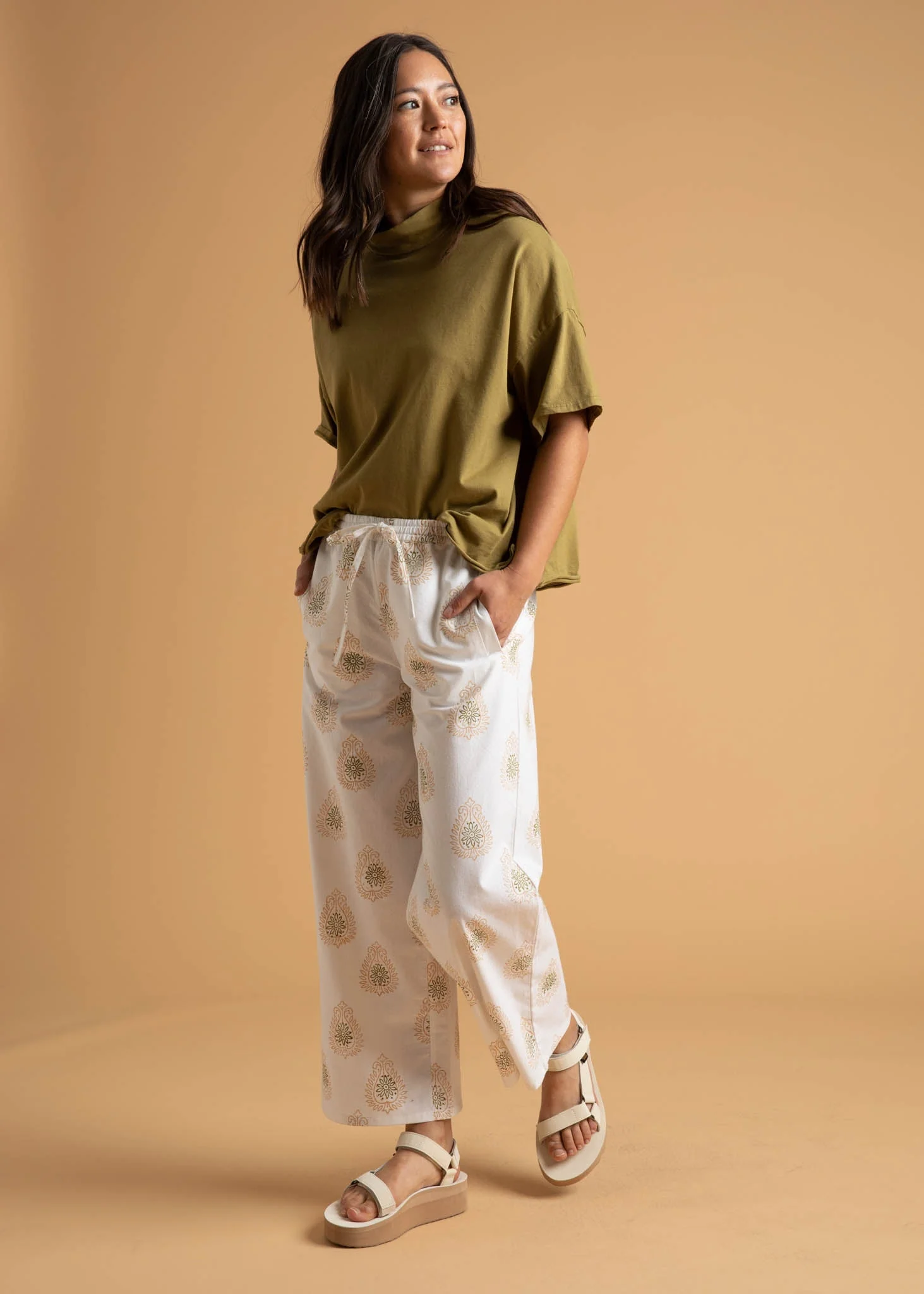 Shore Pant - Totem Paisley Baked Clay & Olive Oil - Image 5