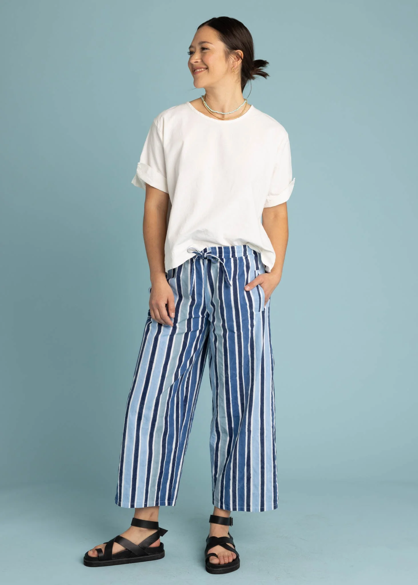 Shore Pant - Wallpaper Stripe Coastal Blue - Image 5