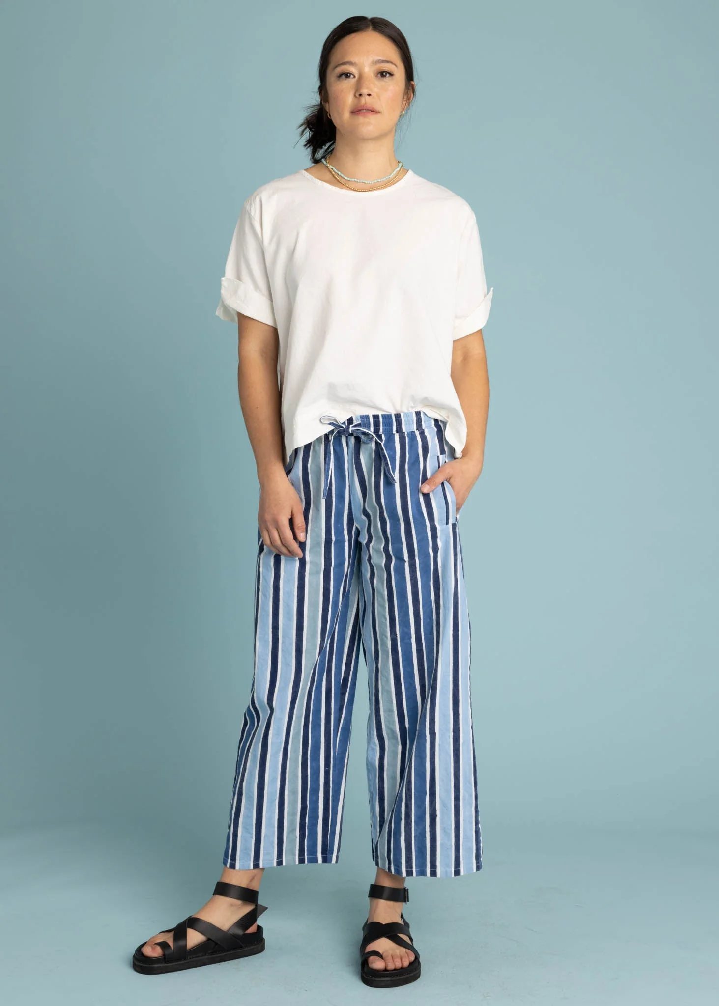 Shore Pant - Wallpaper Stripe Coastal Blue - Image 6
