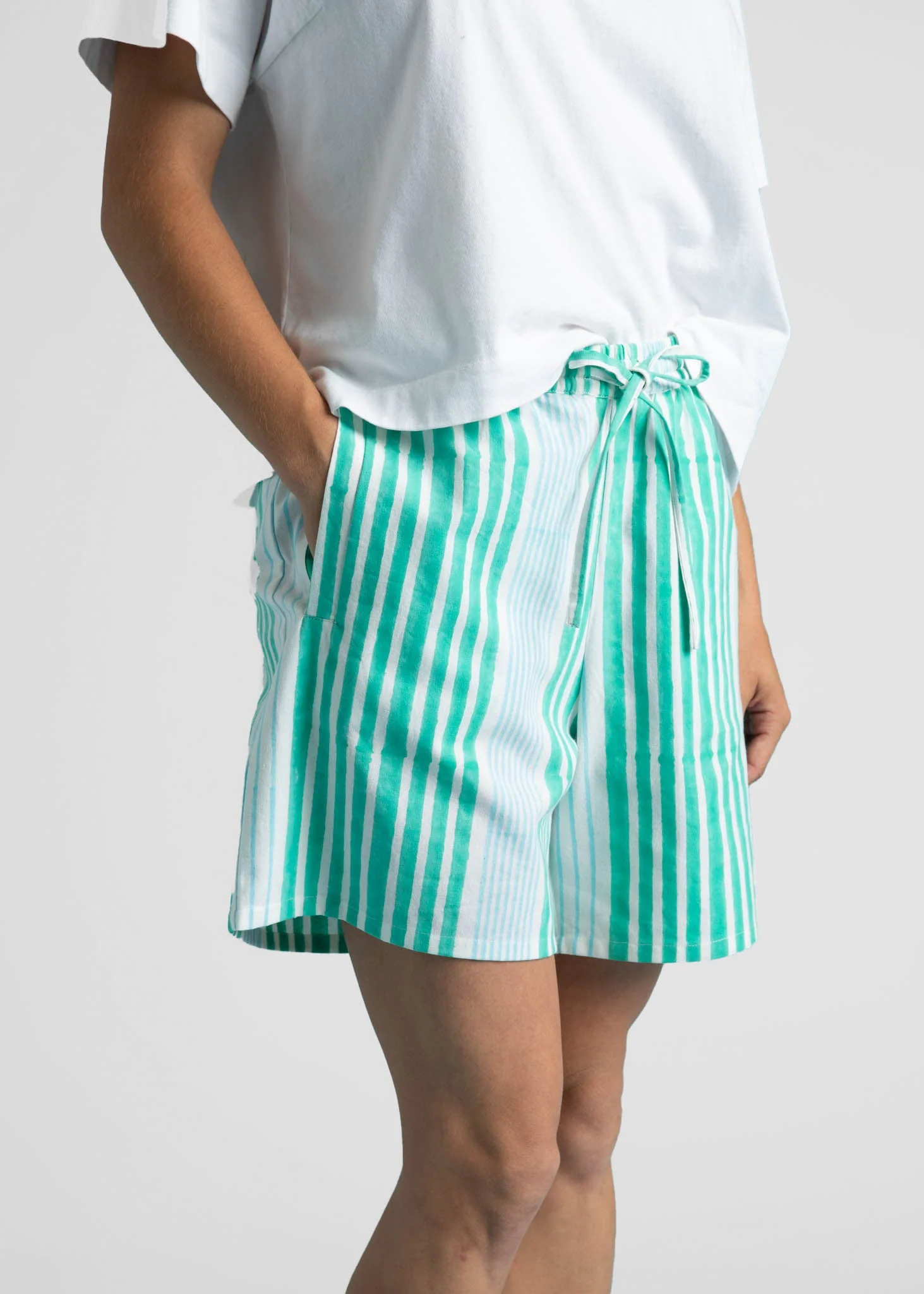 Shore Shorts - Mixed Up Stripe - Seaglass & Cerulean - Image 3