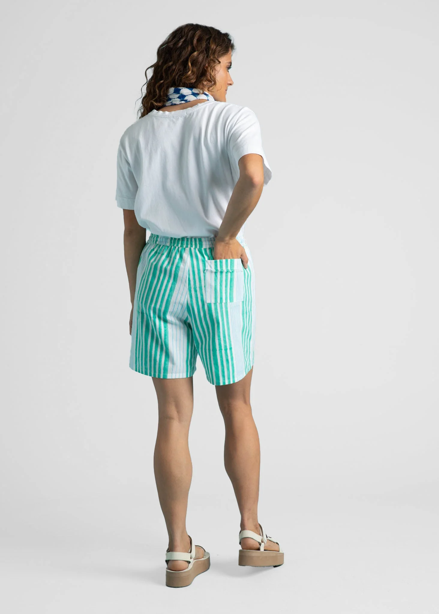 Shore Shorts - Mixed Up Stripe - Seaglass & Cerulean - Image 4