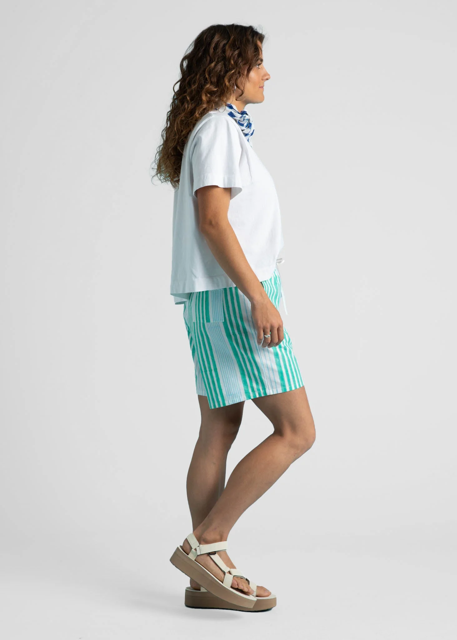 Shore Shorts - Mixed Up Stripe - Seaglass & Cerulean - Image 5