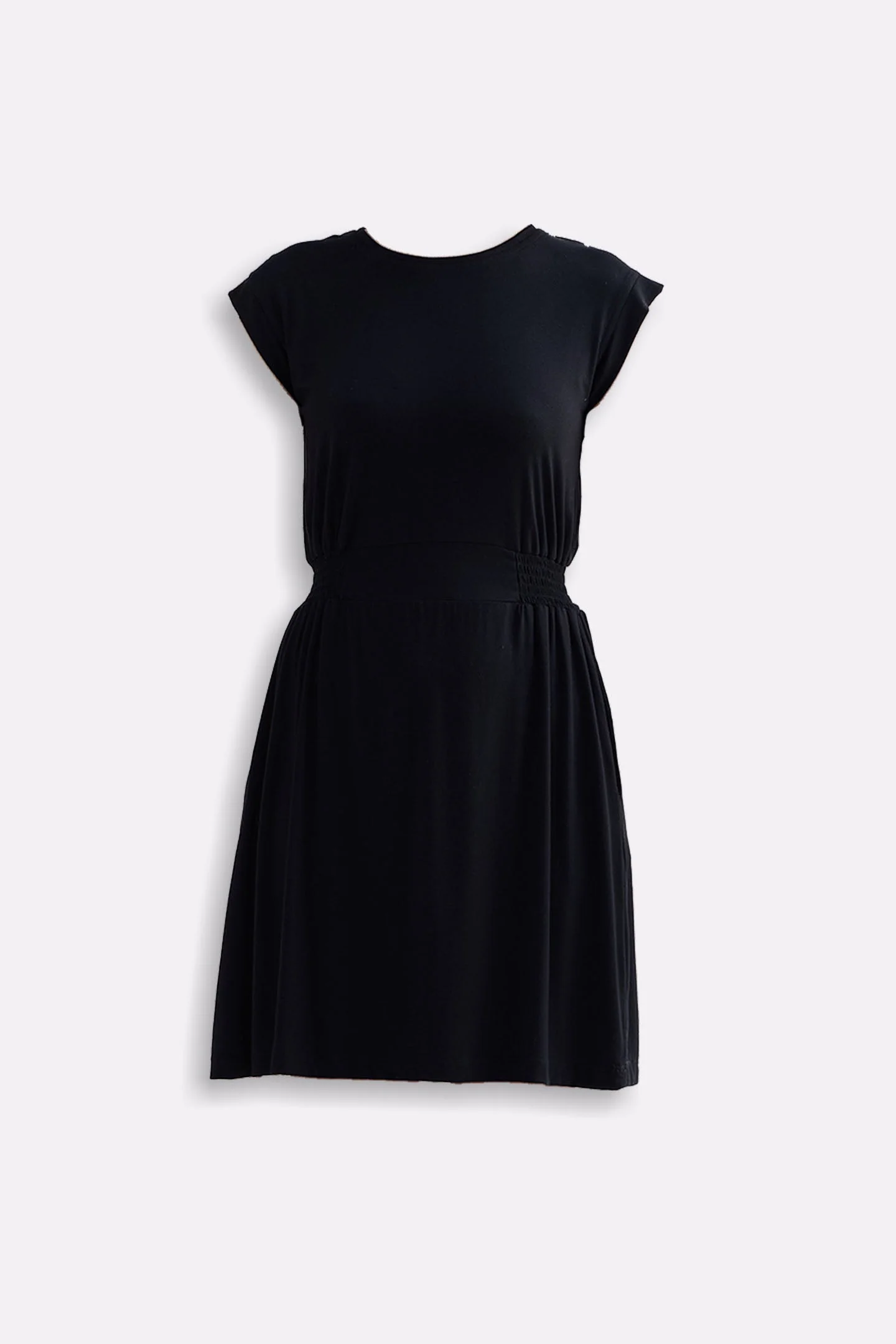 Short Dress With Smocking Side Detail in Black - Image 12