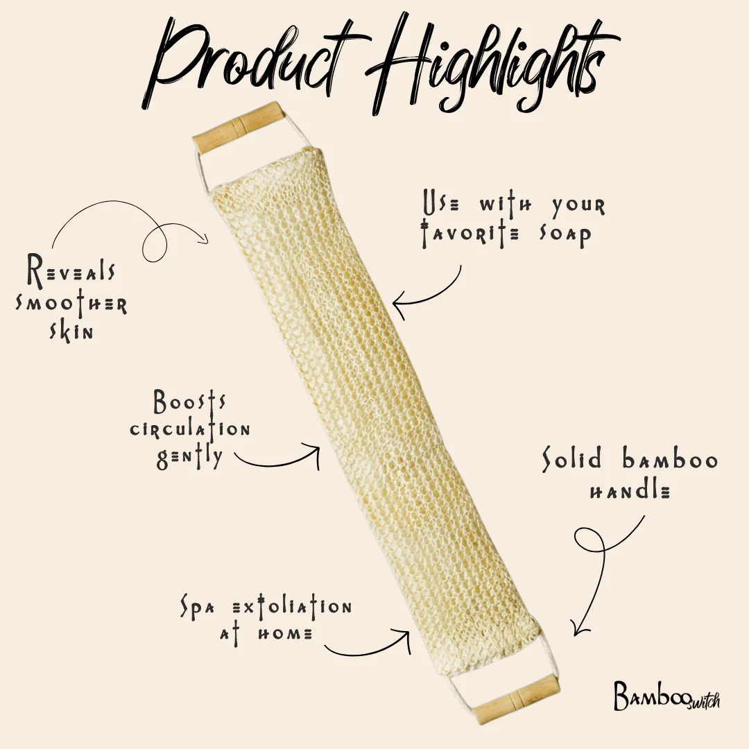 Sisal Back Scrubber with Bamboo Handles - Image 3