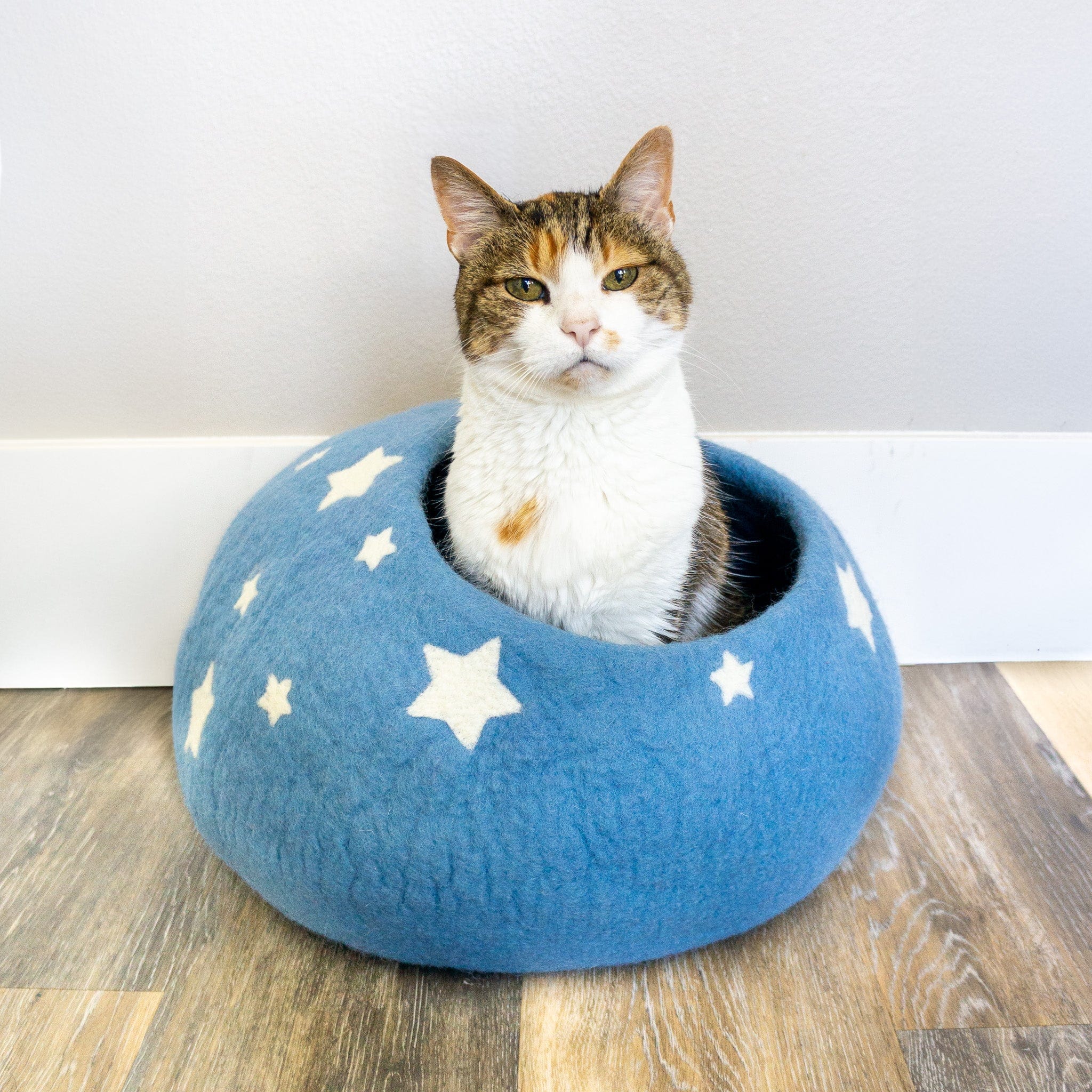 Sky Blue Midnight Stars Eco Kitty Cave - Image 4