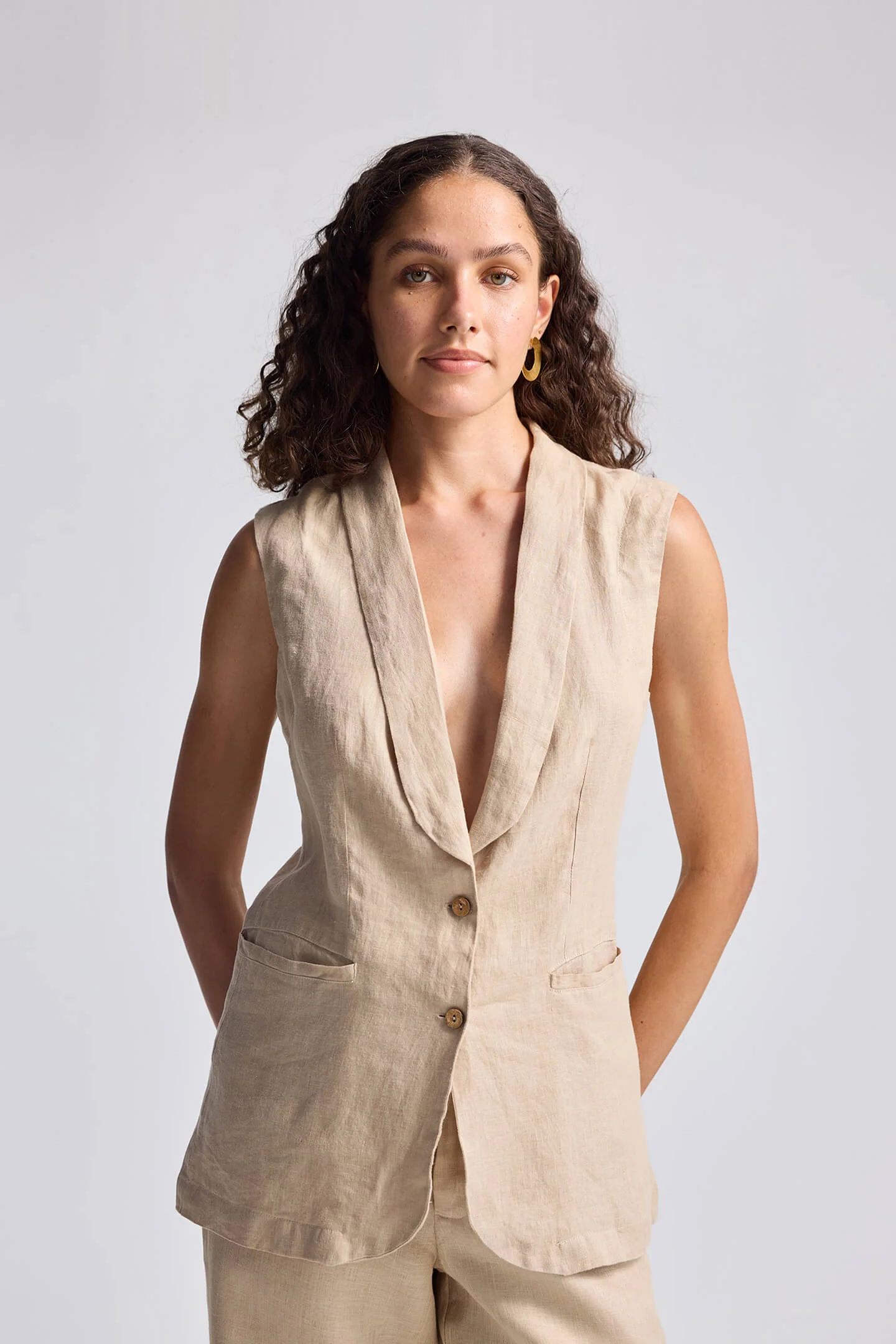 Sleeveless Hemp Jacket - Image 5