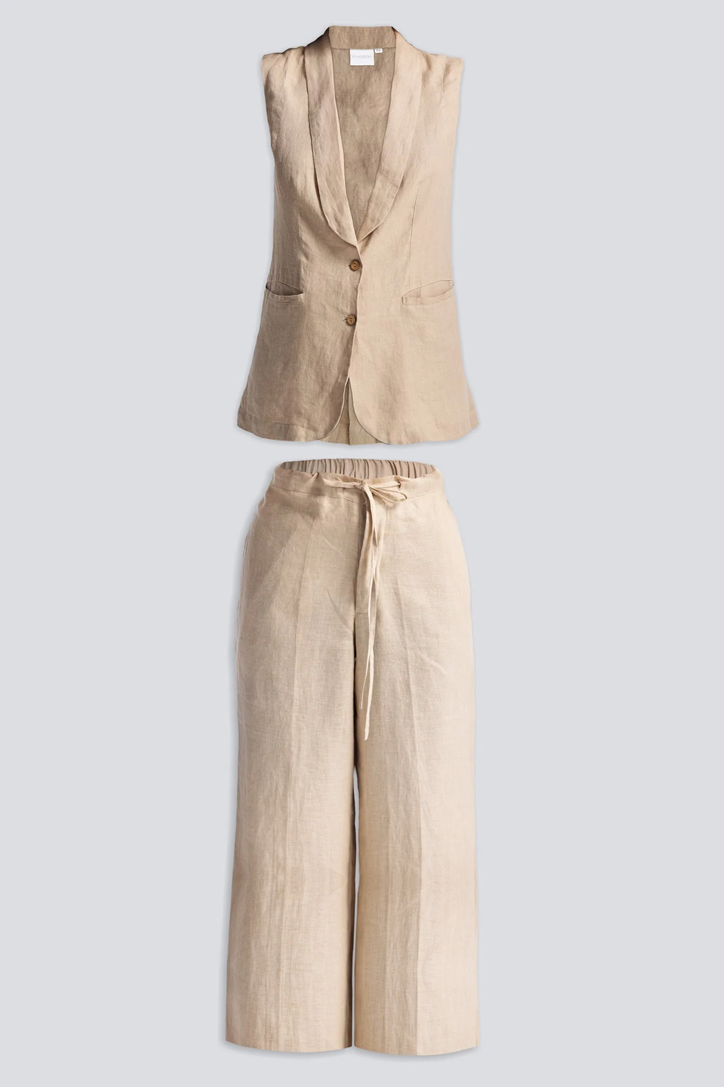 Sleeveless Hemp Jacket Set - Image 12