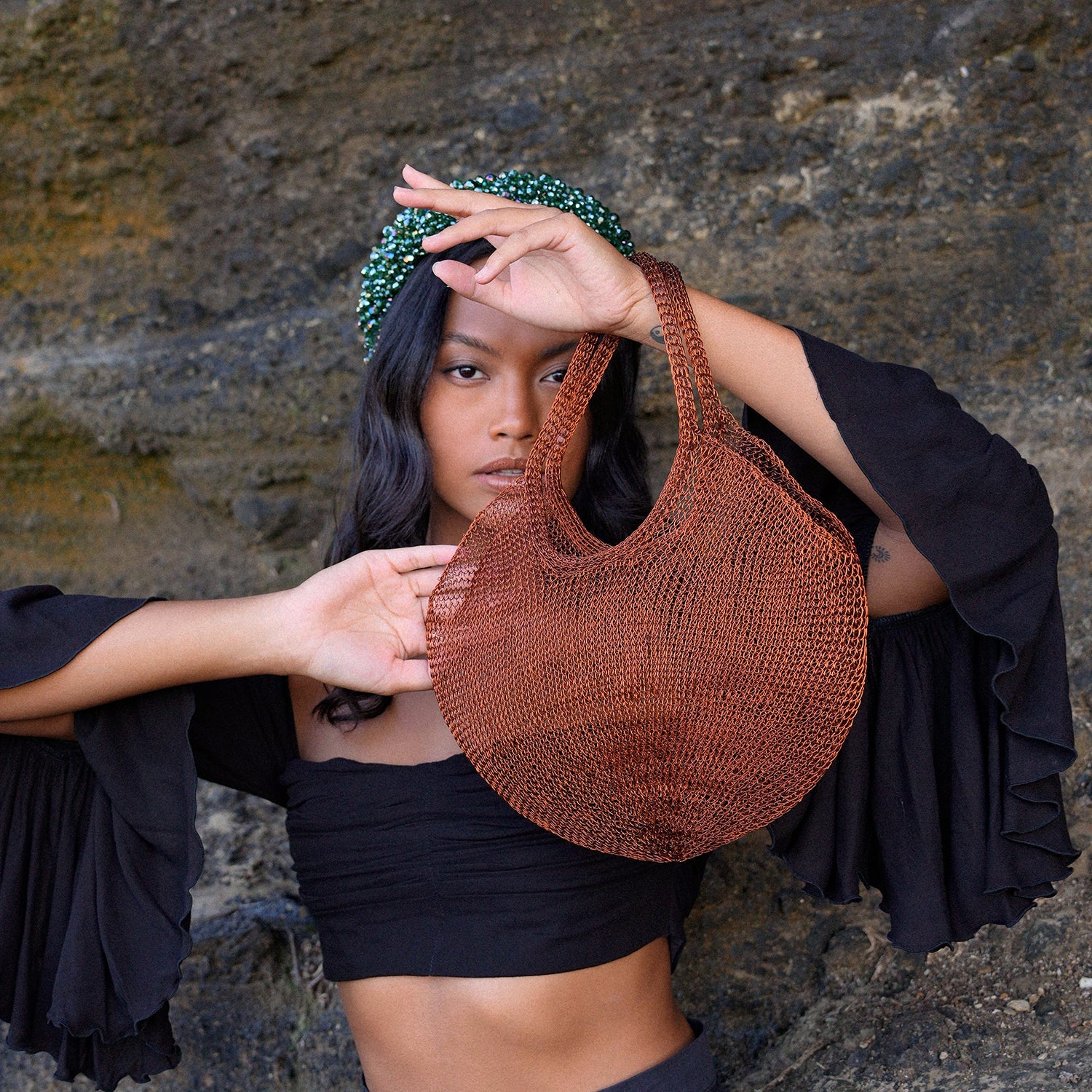 SOL Mesh Wire Tote Bag in Copper - Image 3
