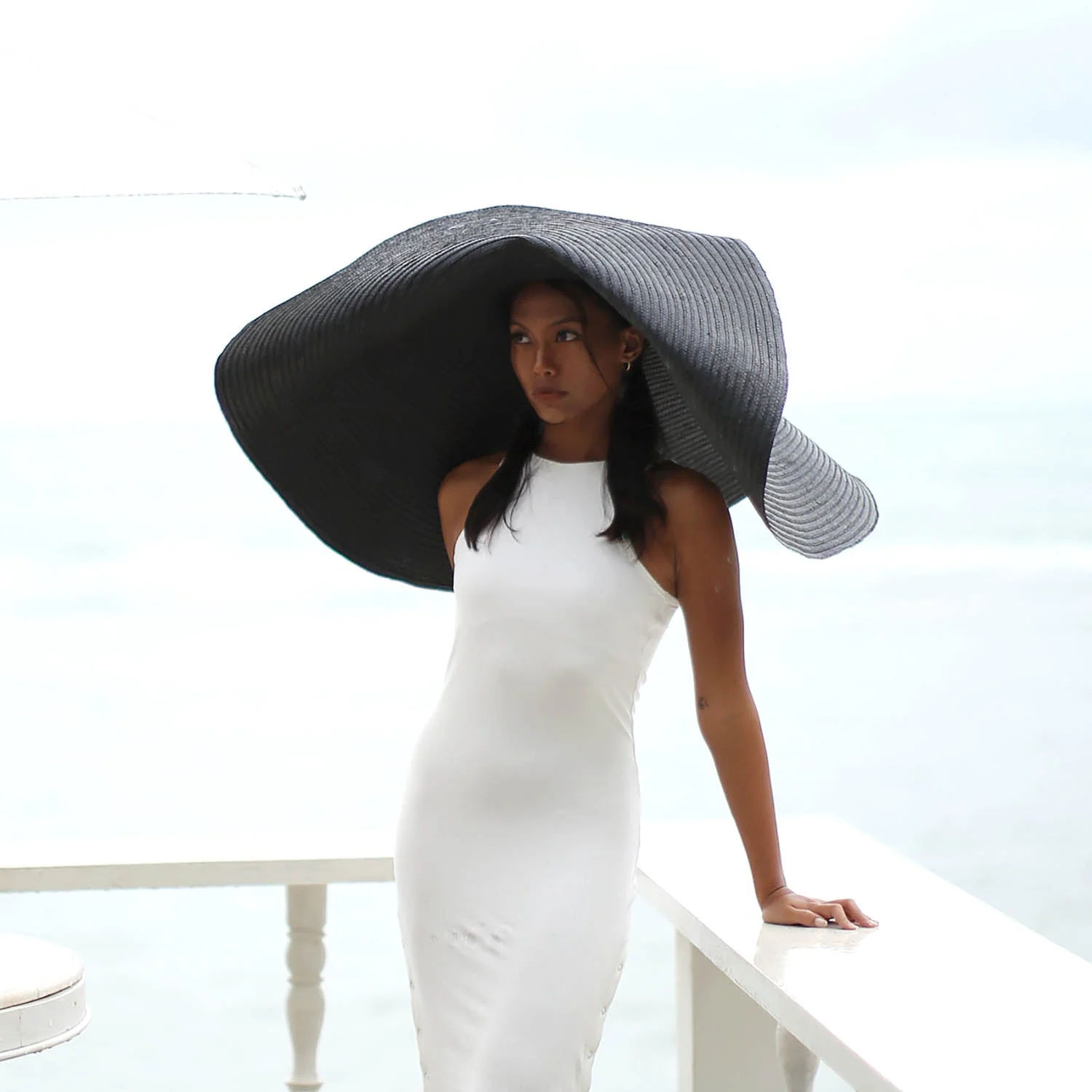 SOLANA Oversized Straw Hat In Black - Image 7