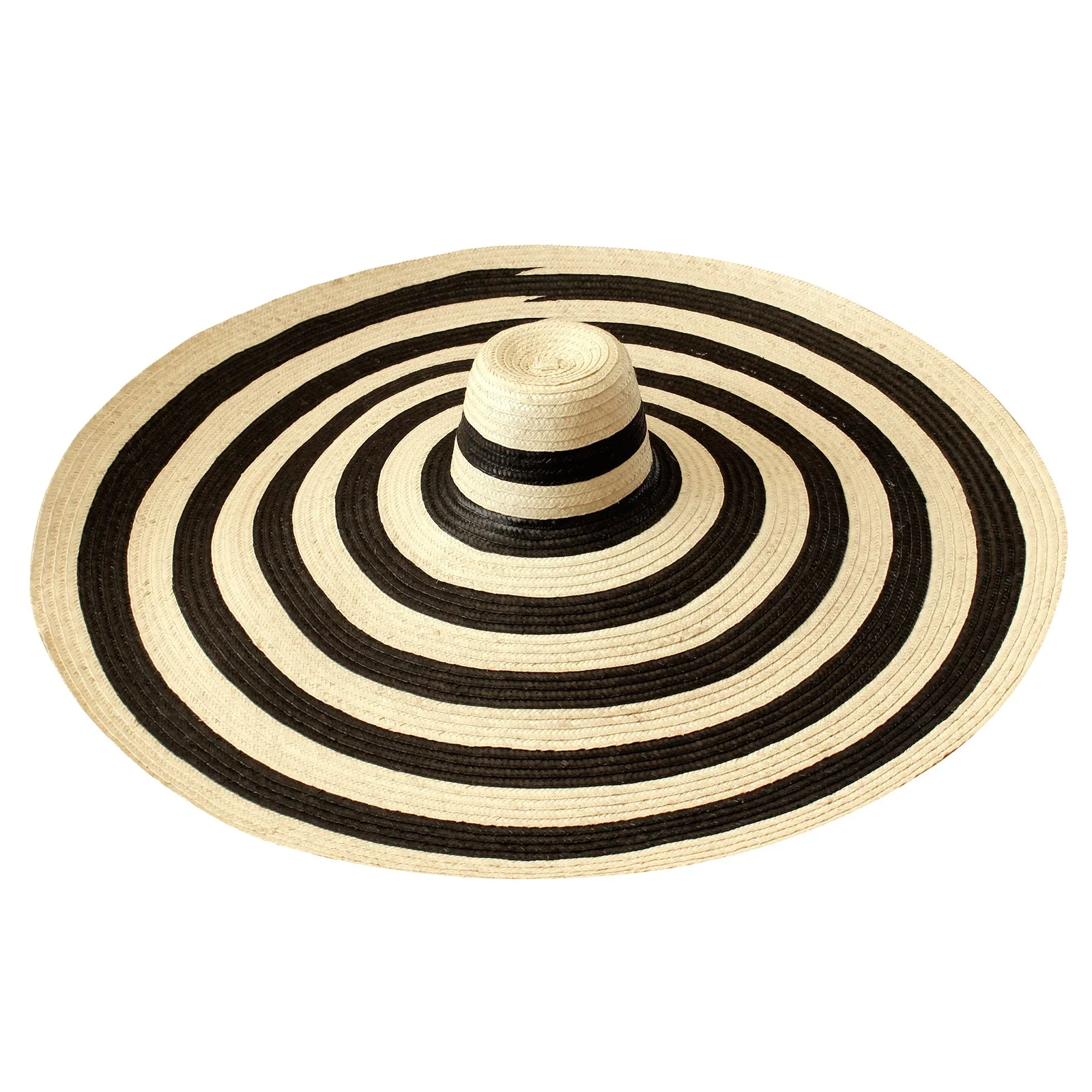SOLANA Oversized Striped Straw Hat in Black & Natural - Image 2
