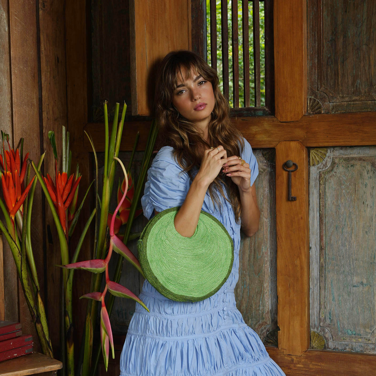 SOLO AVOCADO Jute Bag In Green - Image 3