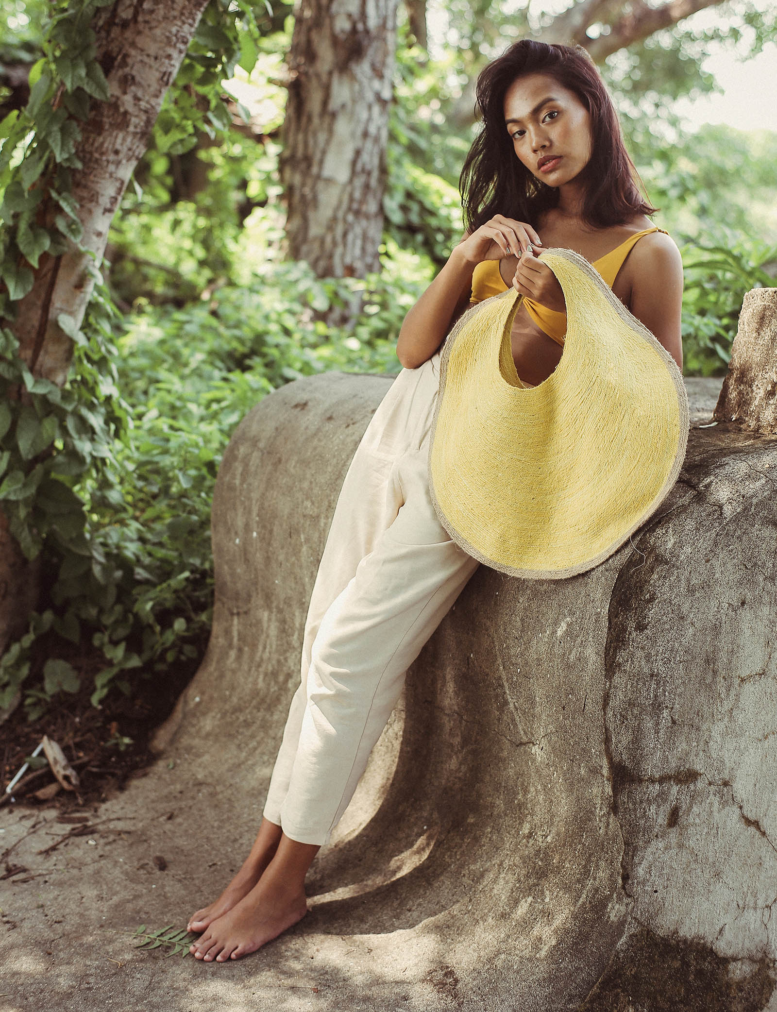 SOLO Citroen Jute Bag In Lemon Yellow - Image 6
