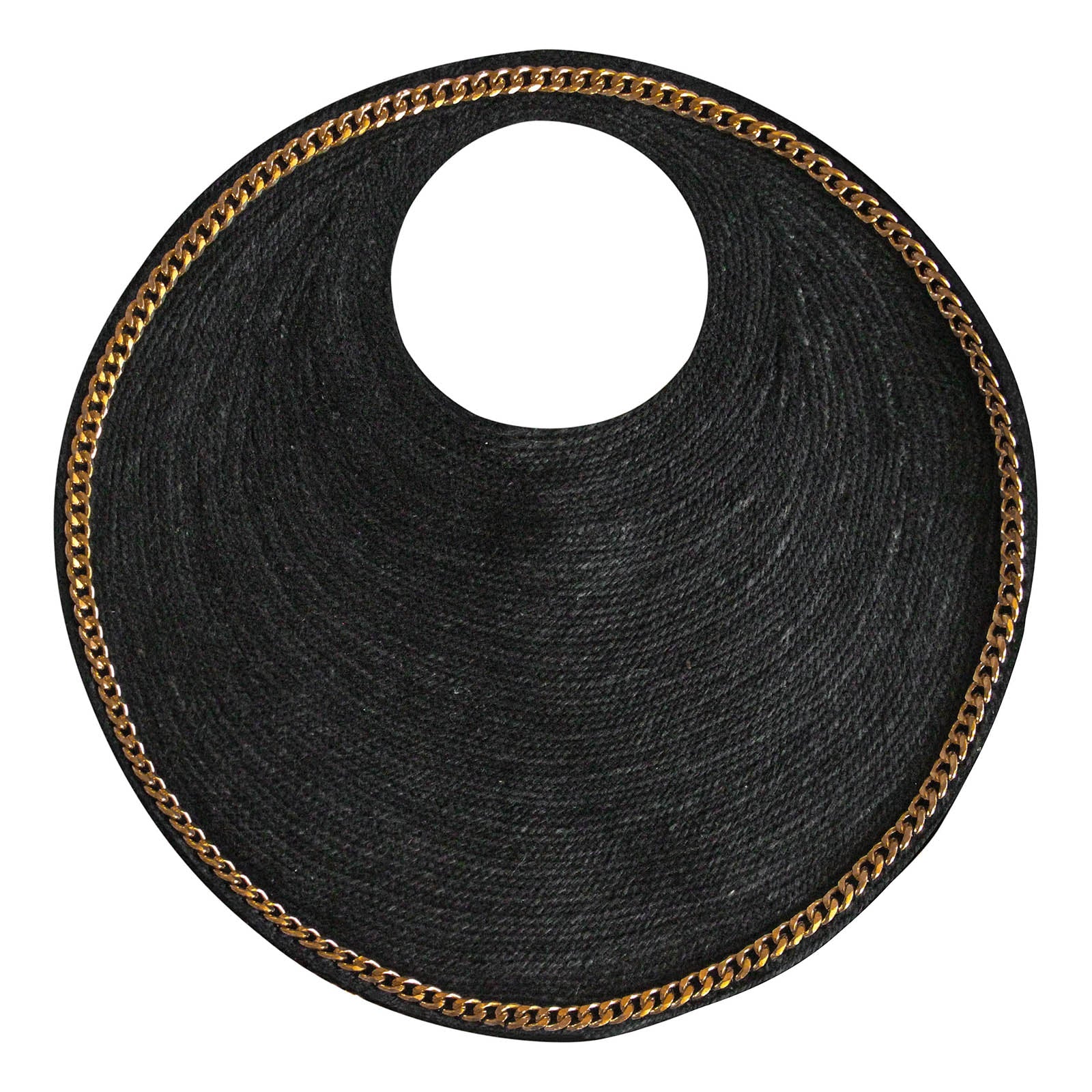 SOLO FIG Mini Black Jute Bag With Gold Chain - Image 2