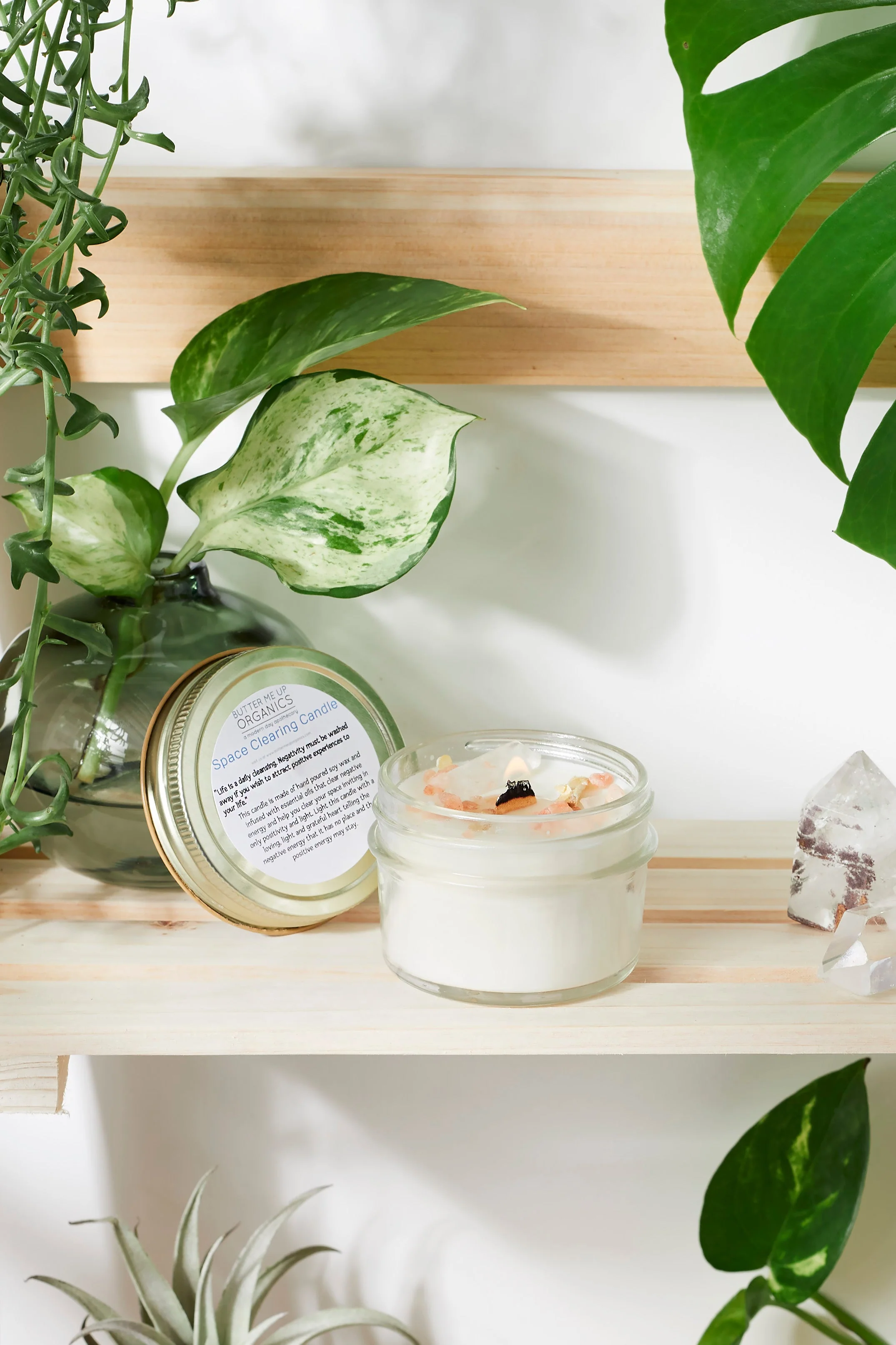 Space Clearing Candle/ Intention Candle / Organic Soy Candle / Candle with Crystals / Cleansing Candle - Image 2