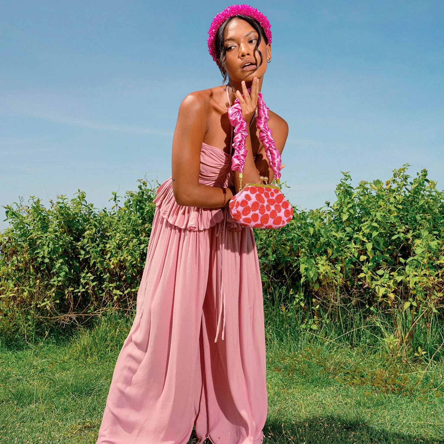 SRI Bamboo Palazzo Jumpsuit in Blush Pink - Image 3