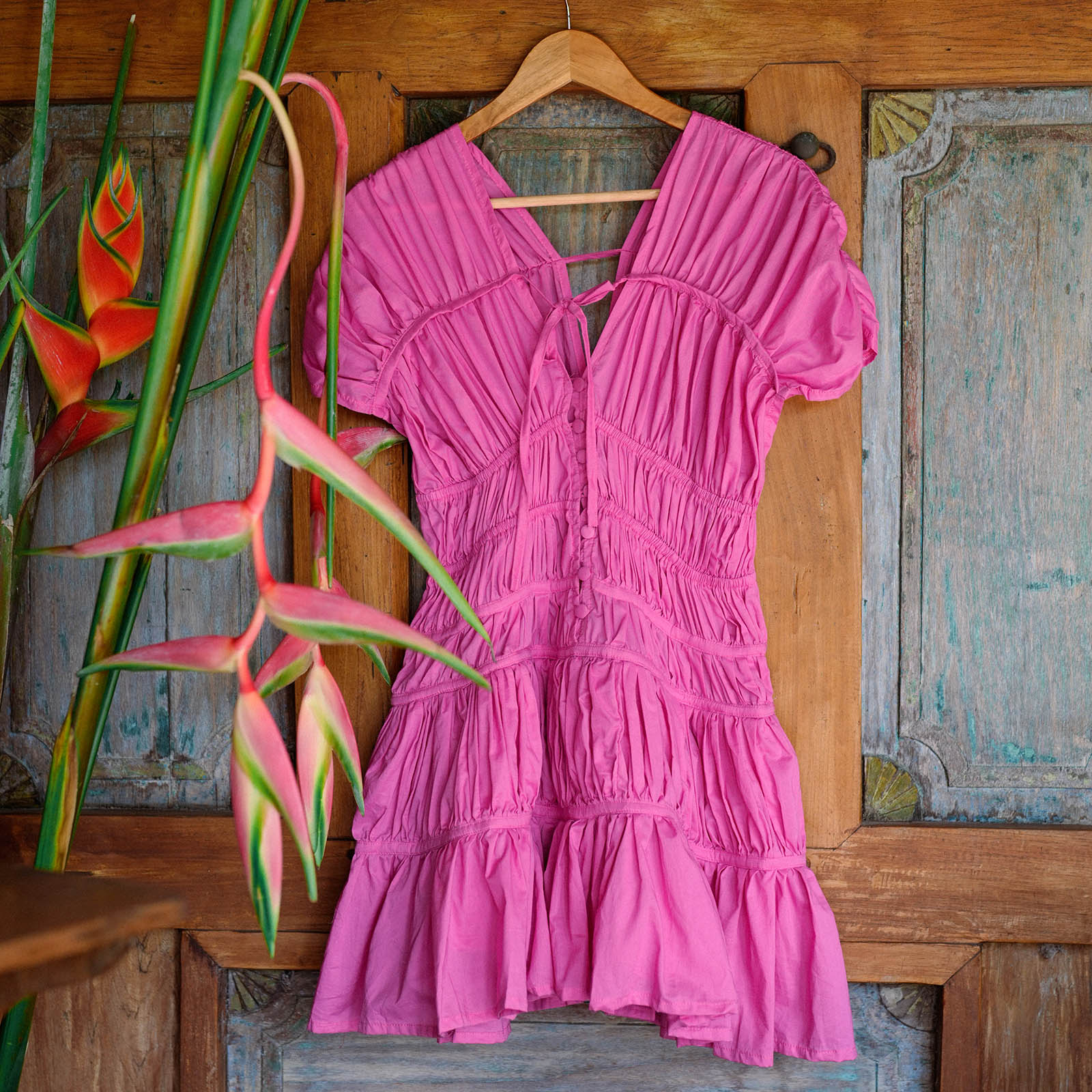 SRIKANDI Ruffle Dress In Guava Pink - Image 2