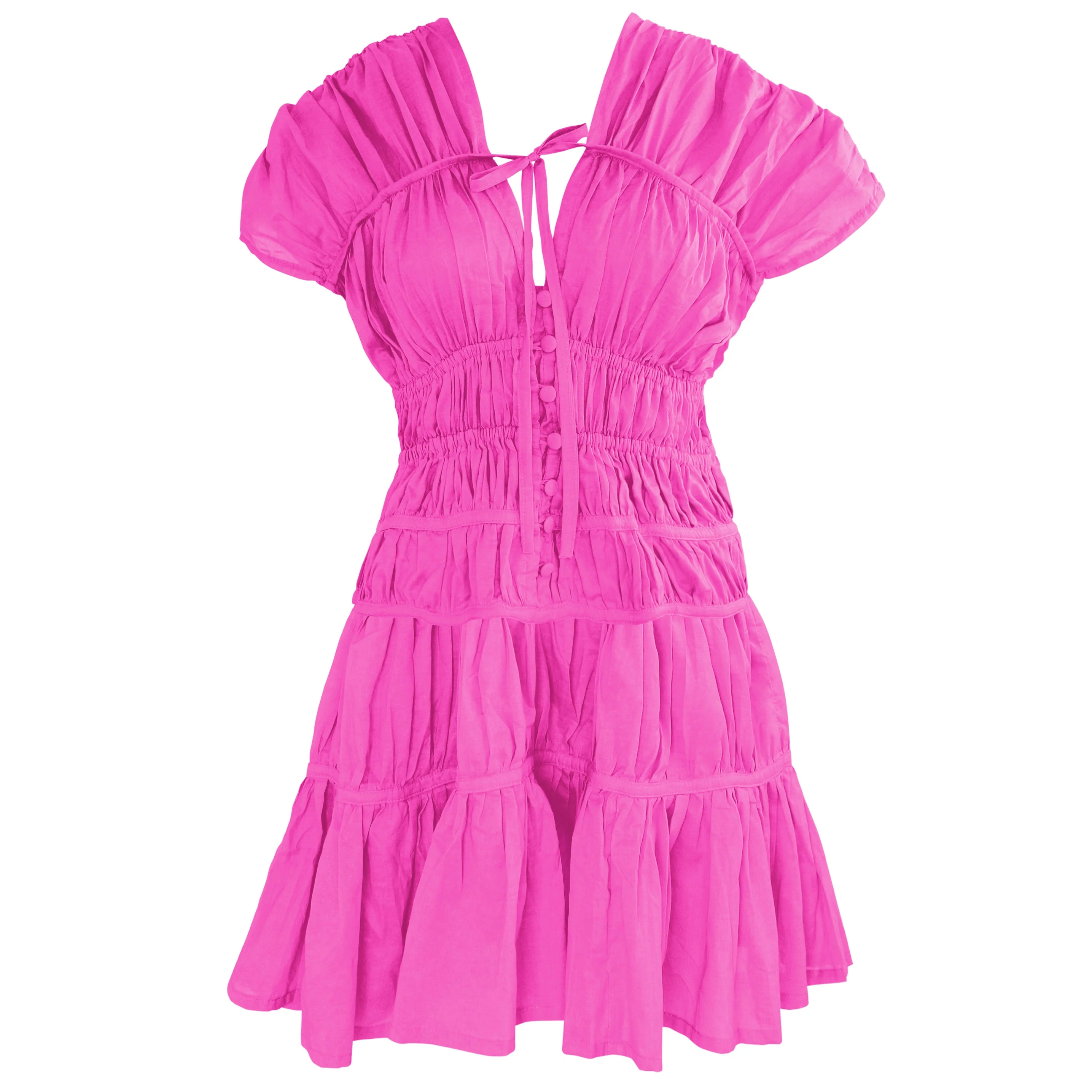 SRIKANDI Ruffle Dress In Guava Pink - Image 7