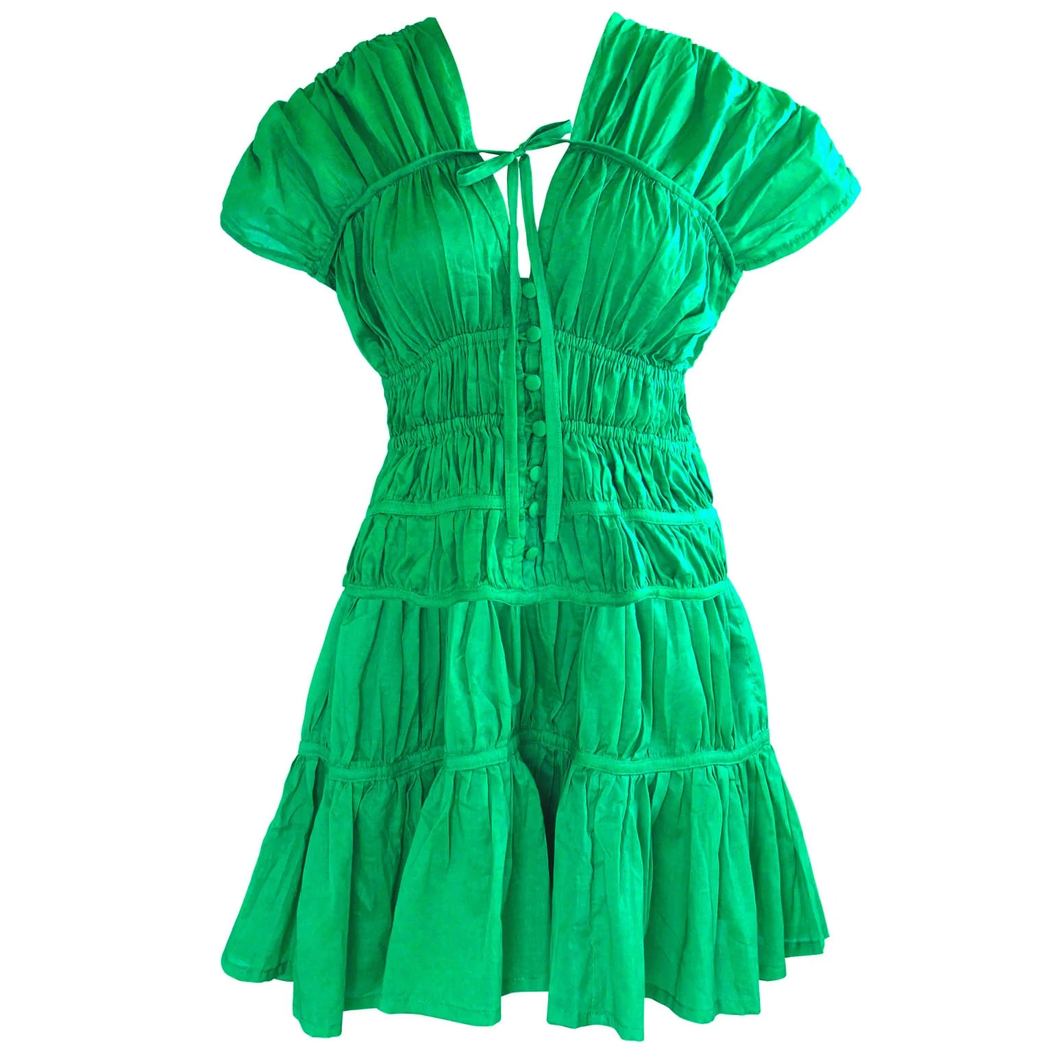 SRIKANDI Ruffle Dress In Kelly Green - Image 2
