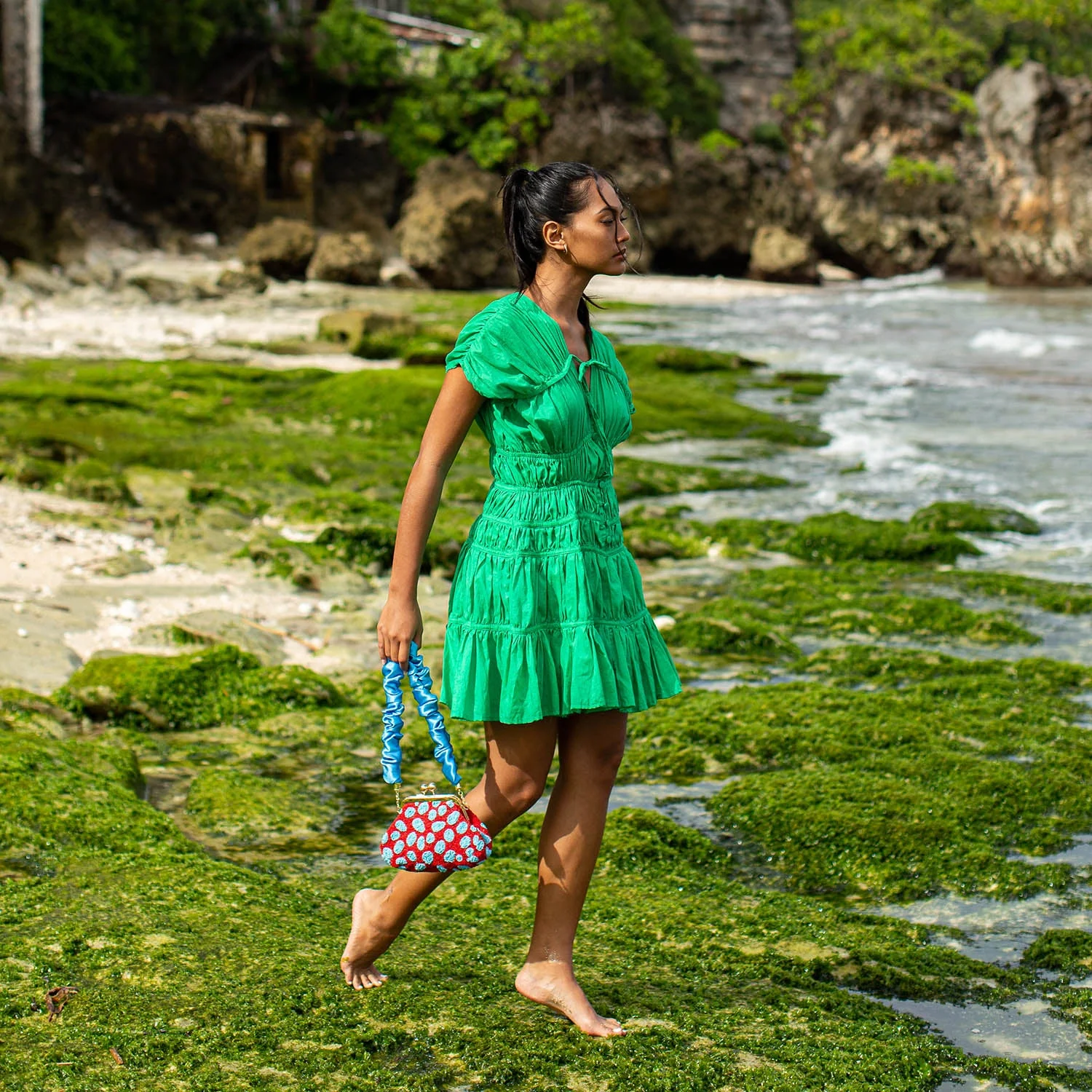 SRIKANDI Ruffle Dress In Kelly Green - Image 6