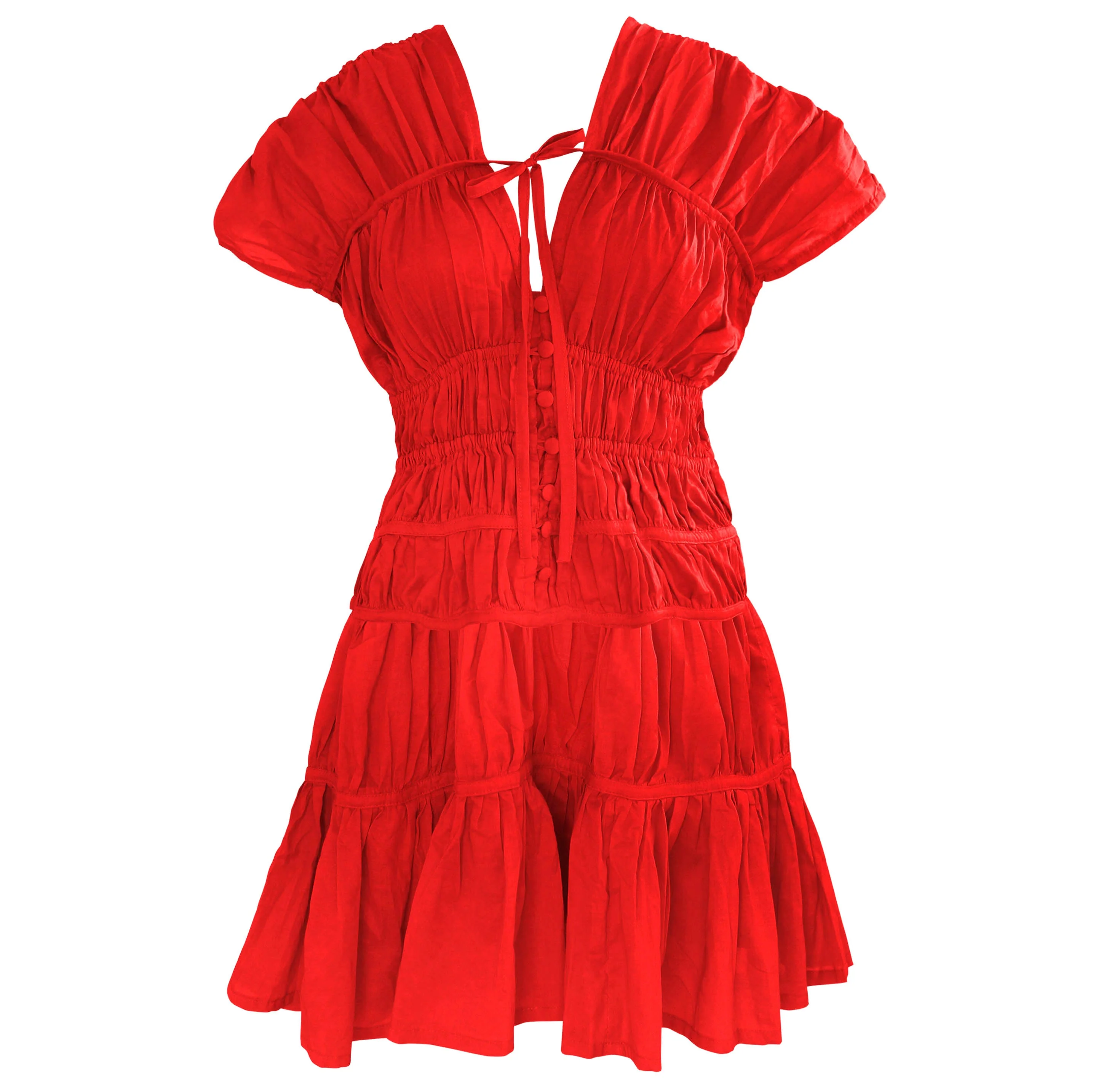 SRIKANDI Ruffle Dress In Scarlet Red - Image 2