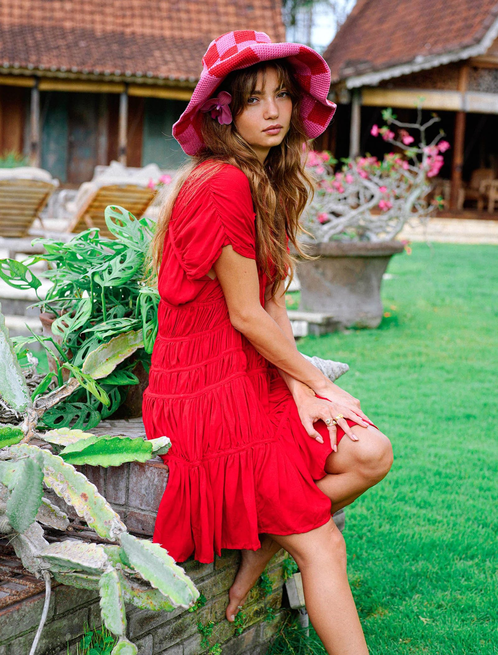 SRIKANDI Ruffle Dress In Scarlet Red - Image 6