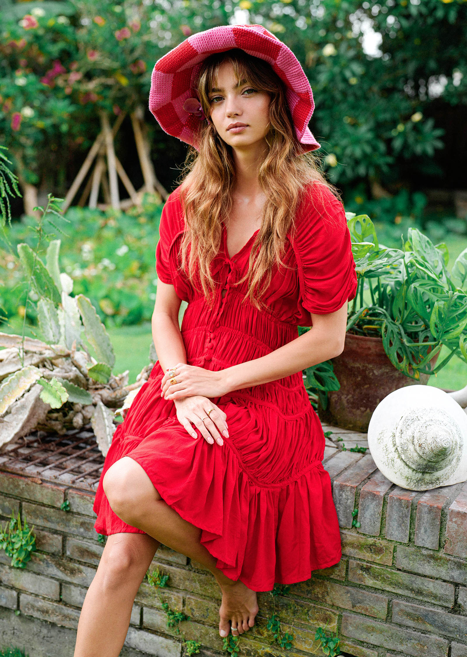 SRIKANDI Ruffle Dress In Scarlet Red - Image 7