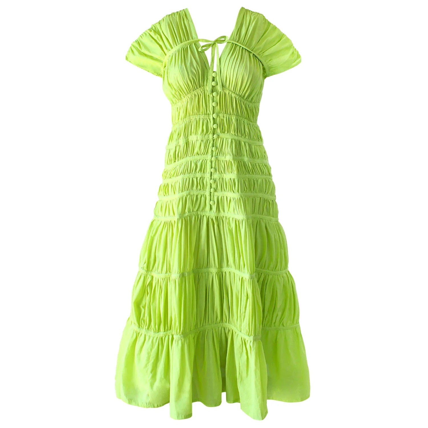 SRIKANDI Ruffle Maxi Dress In Lime Green - Image 2