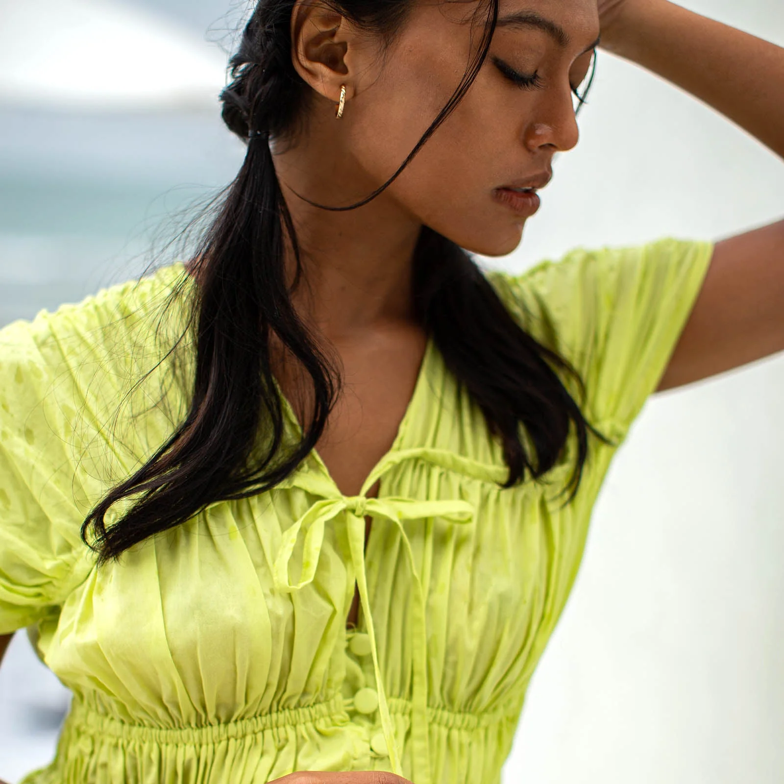 SRIKANDI Ruffle Maxi Dress In Lime Green - Image 5
