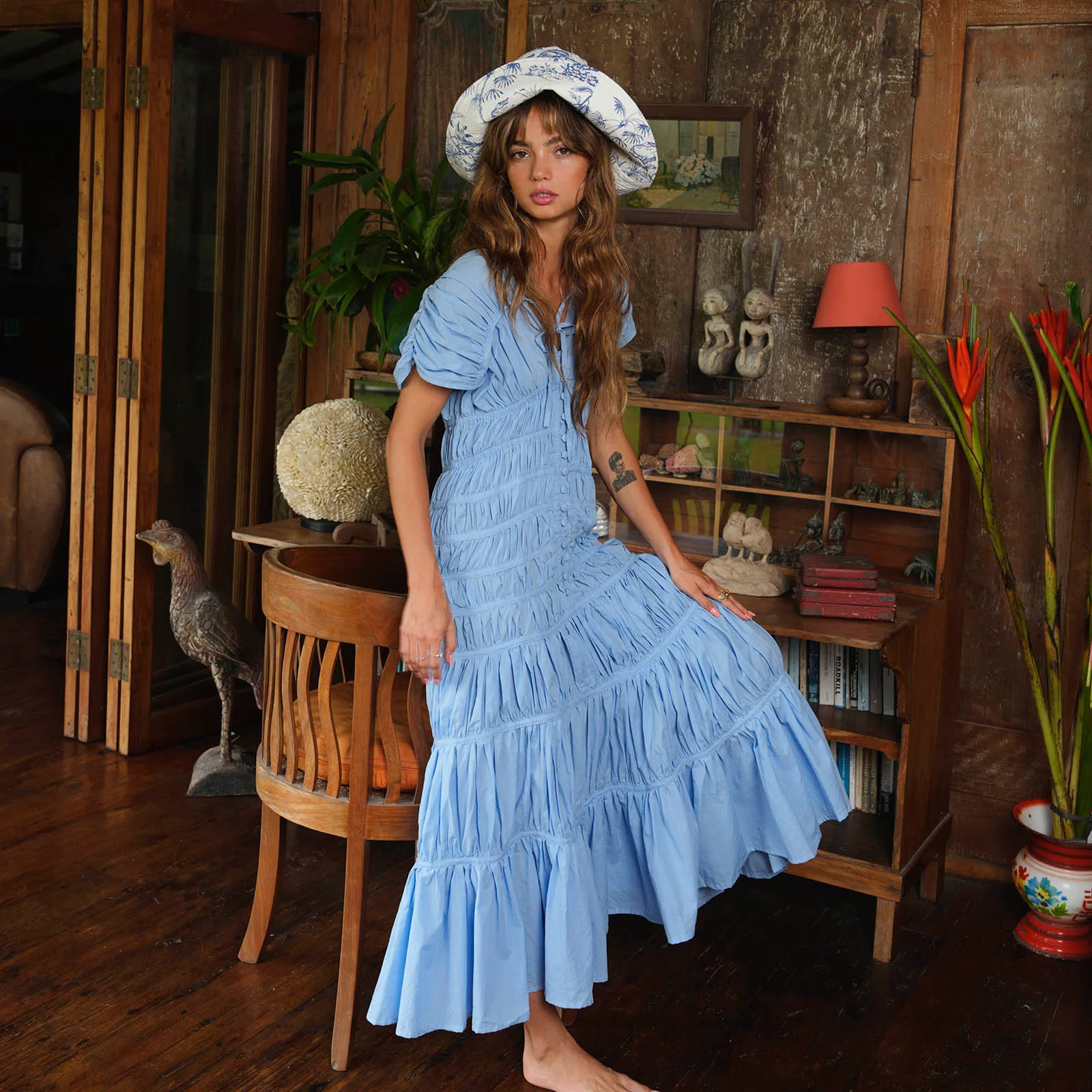 SRIKANDI Ruffle Maxi Dress In Princess Blue - Image 3