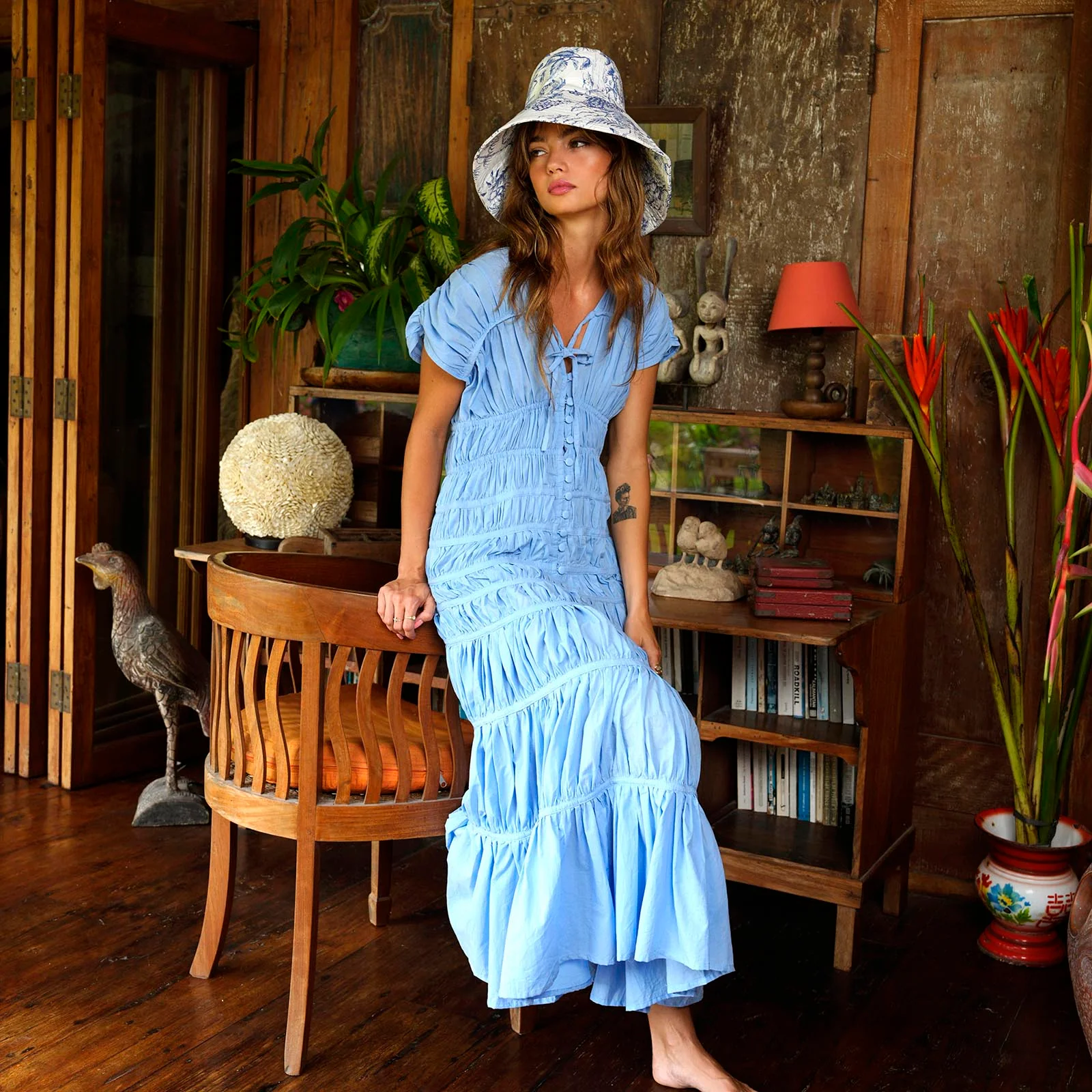 SRIKANDI Ruffle Maxi Dress In Princess Blue - Image 4