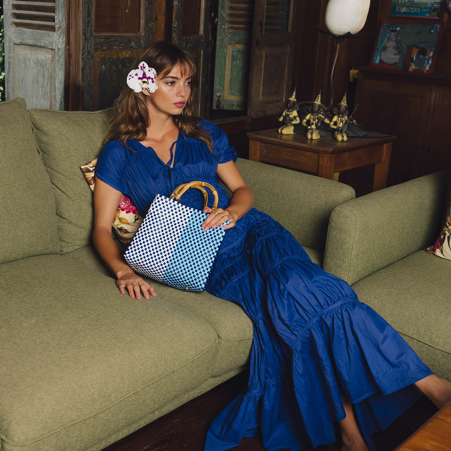 SRIKANDI Ruffle Maxi Dress In Royal Blue - Image 4