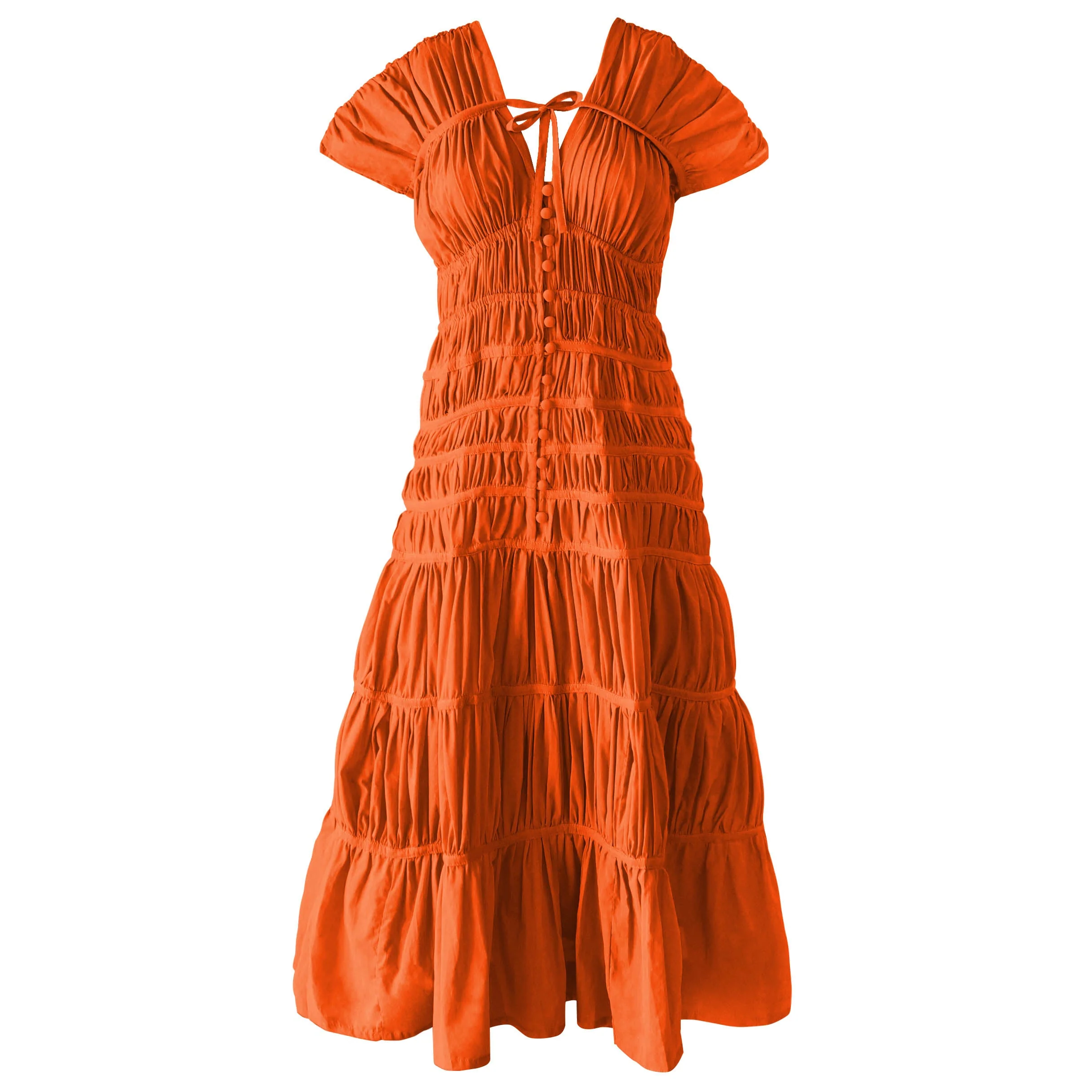 SRIKANDI Ruffle Maxi Dress In Sienna Brown - Image 2
