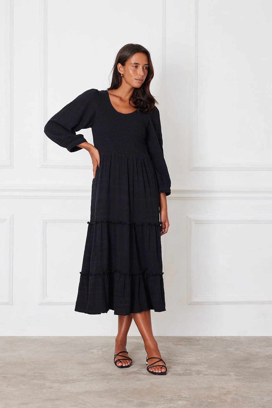 Stella Midi Dress in Black - Image 2