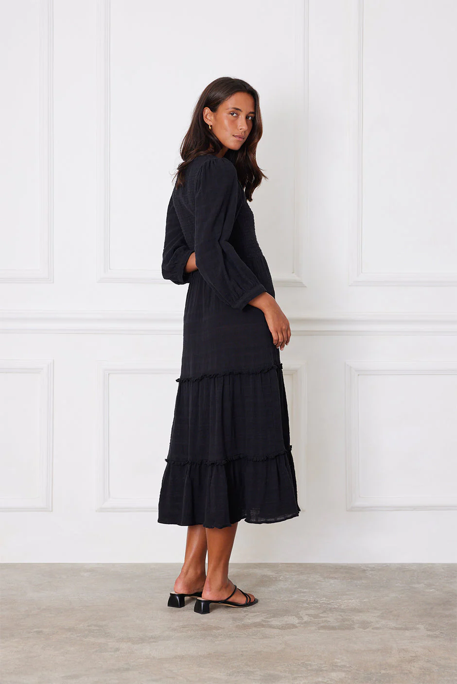 Stella Midi Dress in Black - Image 4