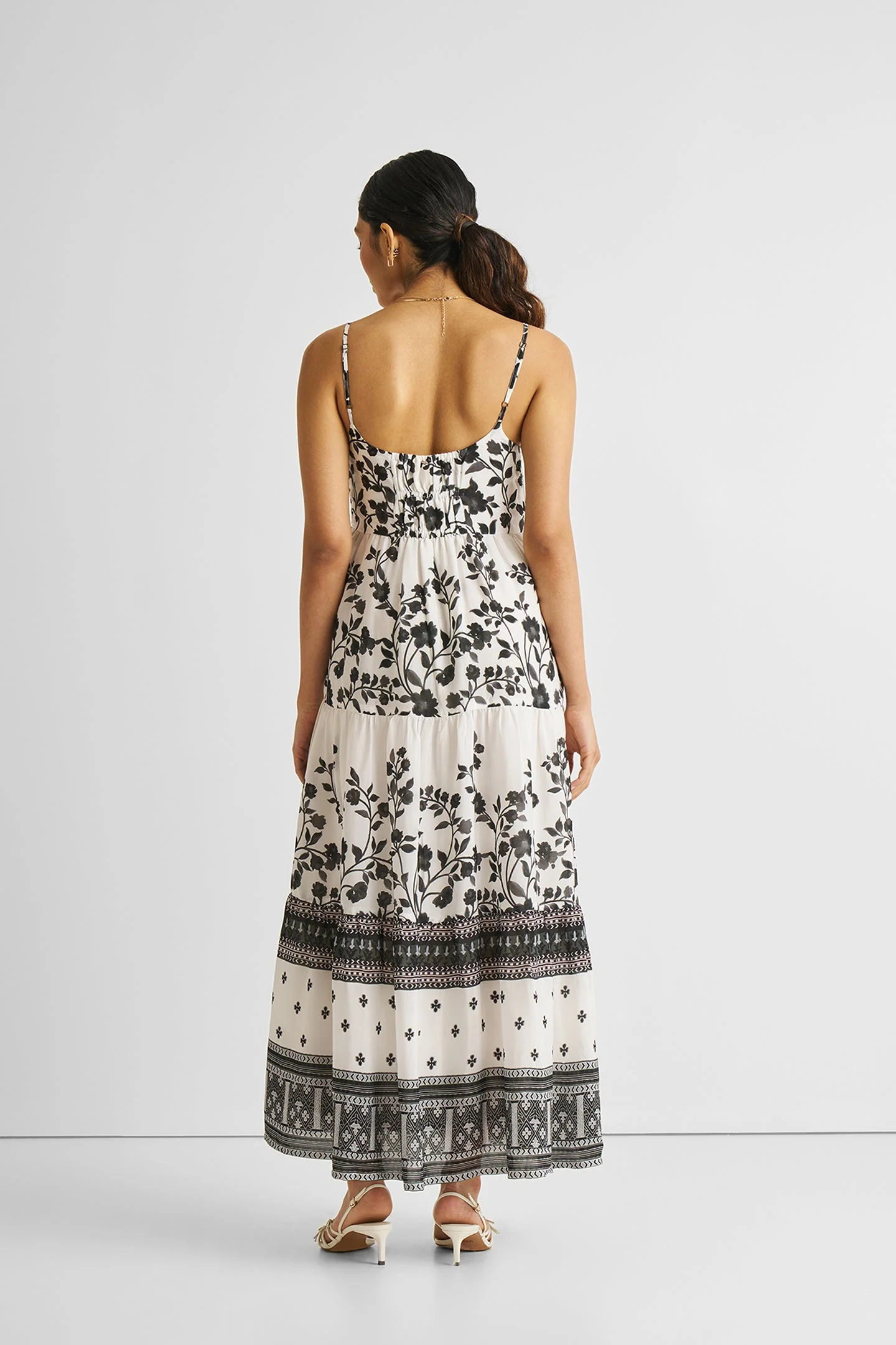 Strappy Tiered Maxi Dress in Florals - Image 2